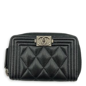 Boy Black Wallet in Caviar Leather, Ruthenium hardware