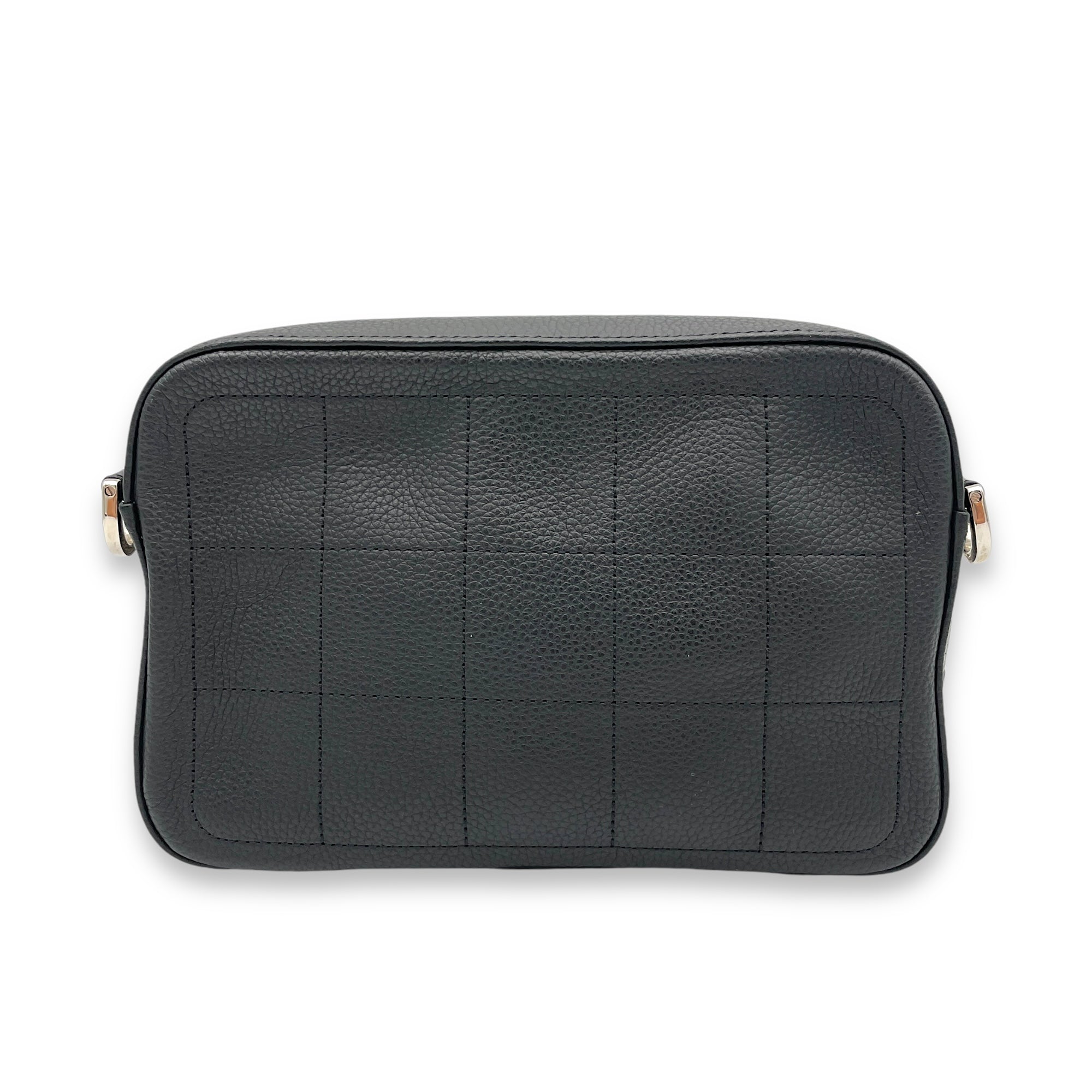 Safari Black Messenger in Calfskin, Silver hardware - Image 3