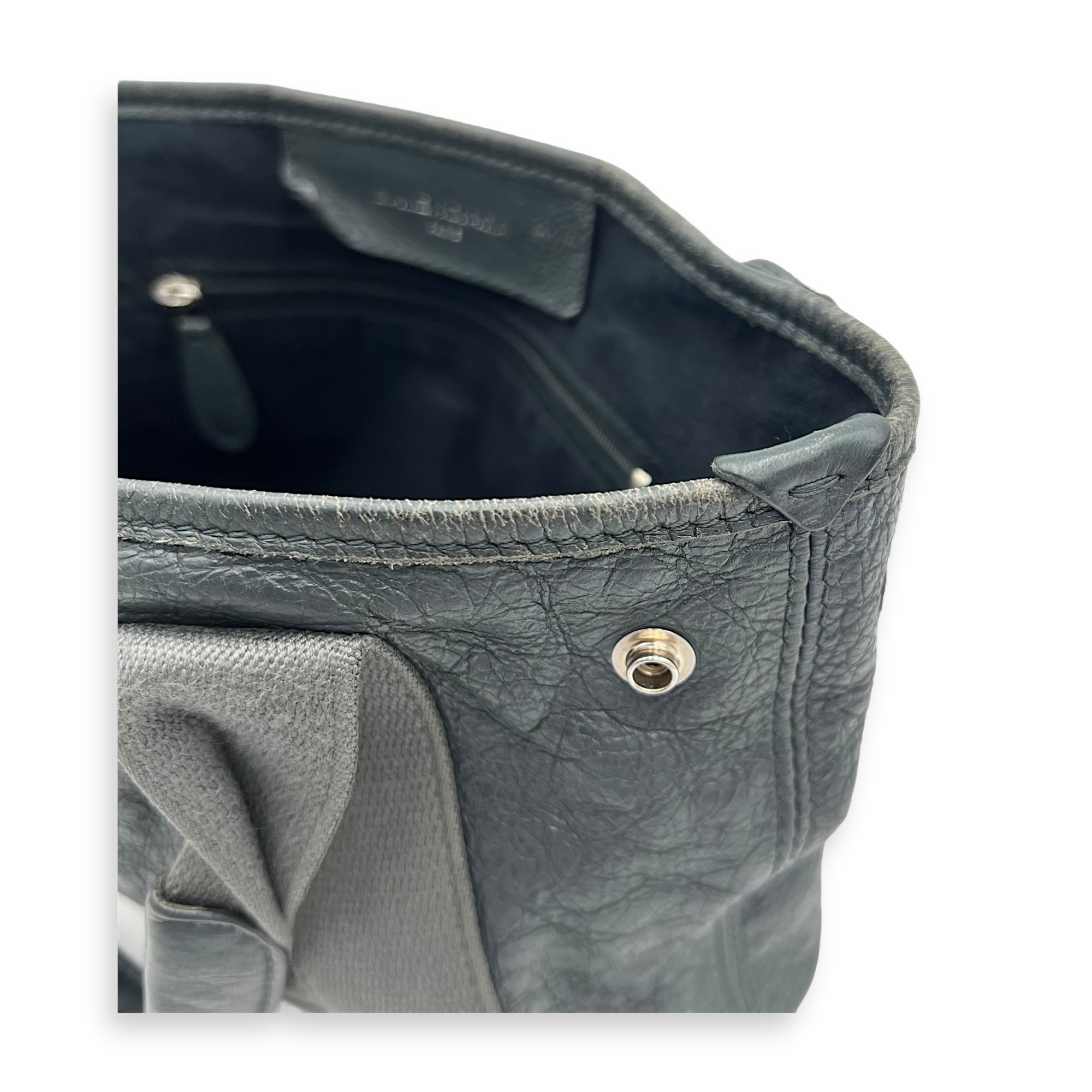 Cabas XS Grey Tote Bag in Calfskin, Silver hardware - Image 15