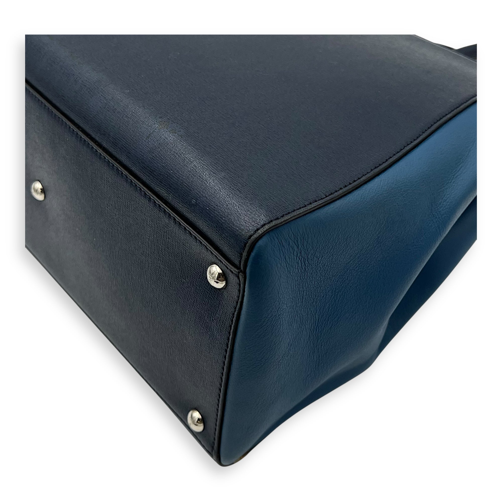 2Jours Top Handle Bag Blue in Calfskin, Silver hardware - Image 12