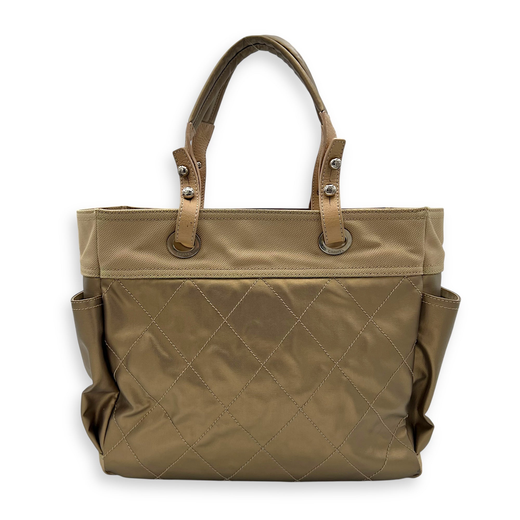 Paris Biarritz Tote Bag Large Brown in Coated Canvas, Silver hardware - Image 3