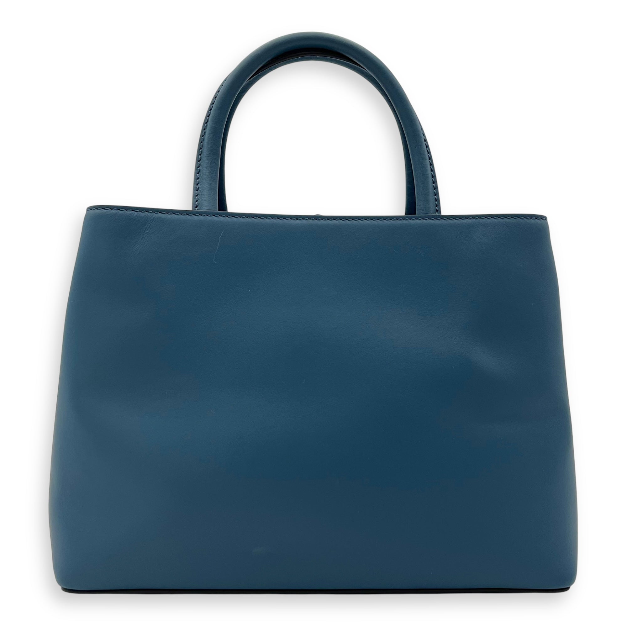 2Jours Top Handle Bag Blue in Calfskin, Silver hardware - Image 3