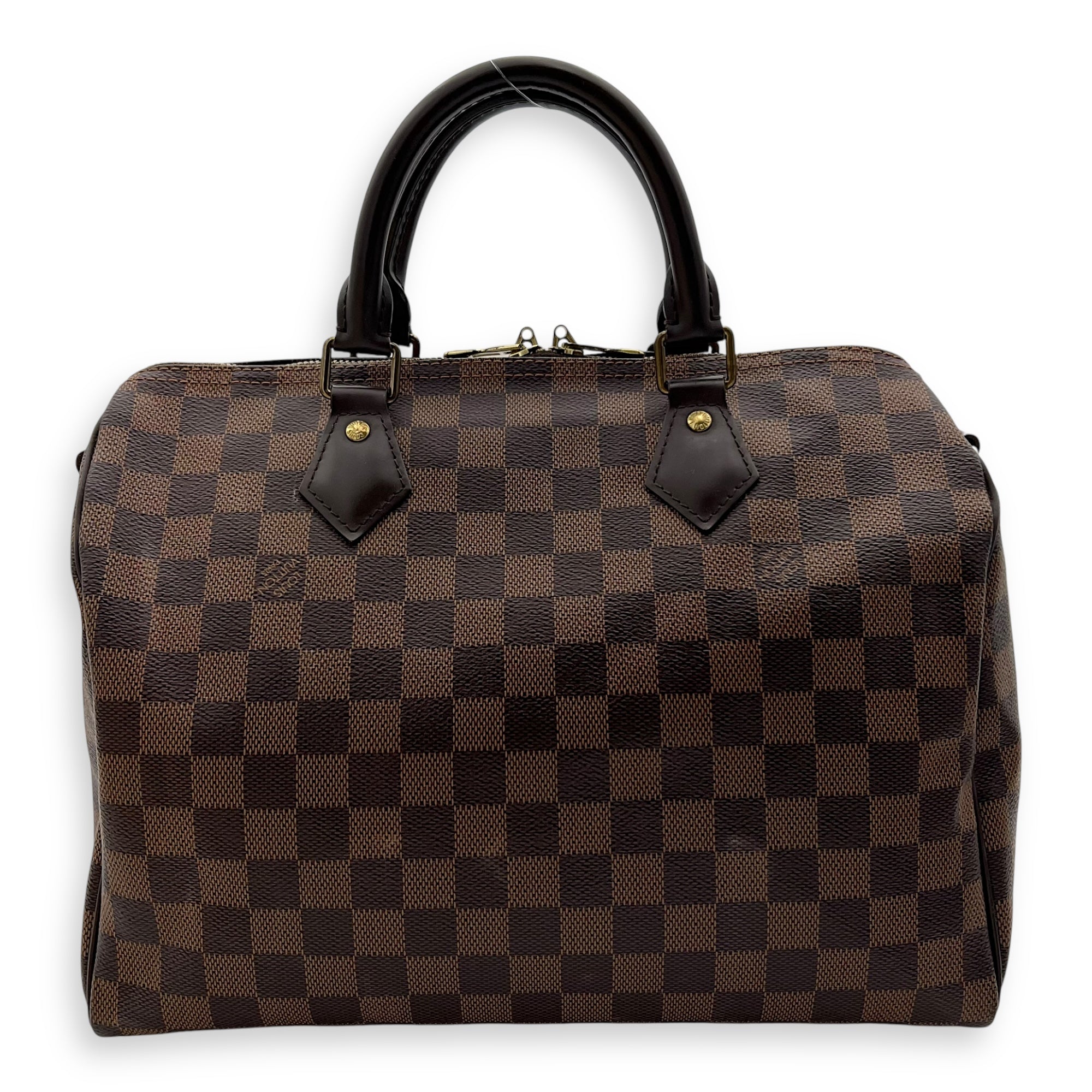 Speedy Bandouliere Top Handle Bag 30 Brown in Coated Canvas, Gold hardware - Image 3