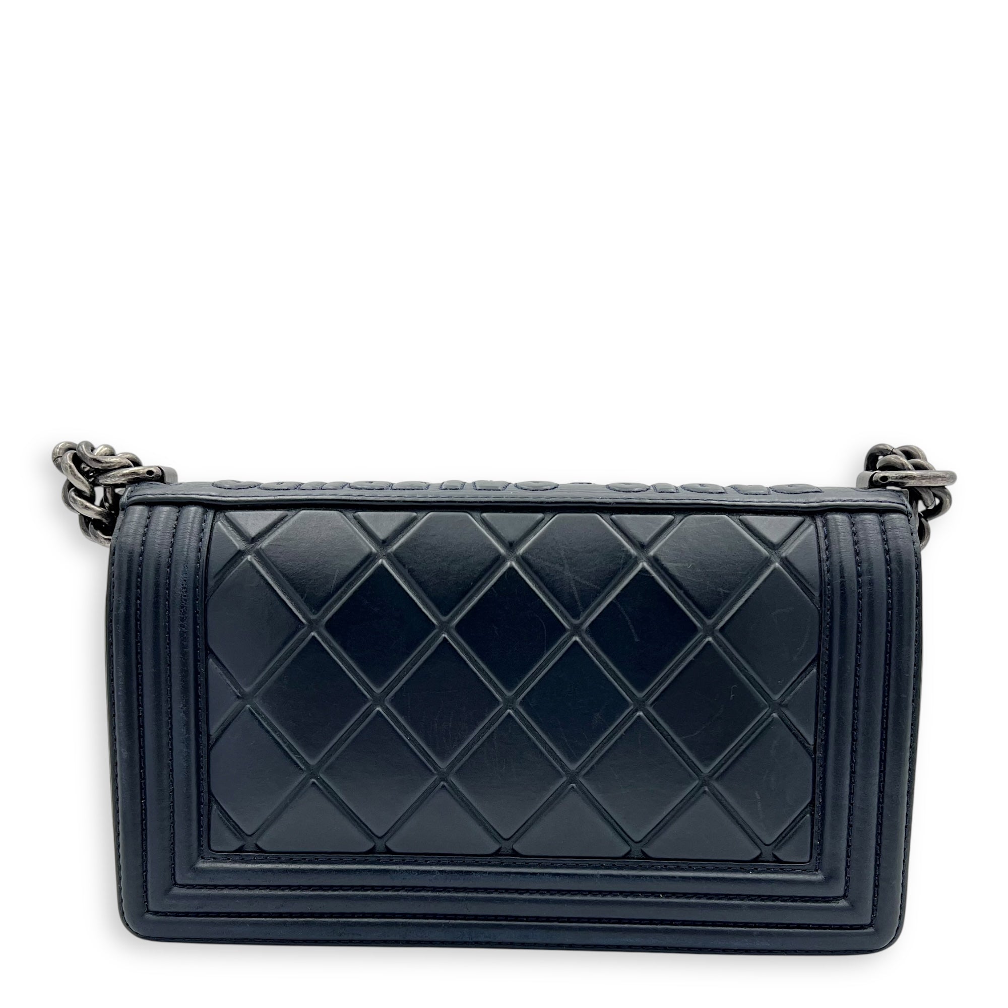 Boy Medium Blue Shoulder Bag in Lambskin, Ruthenium hardware - Image 3