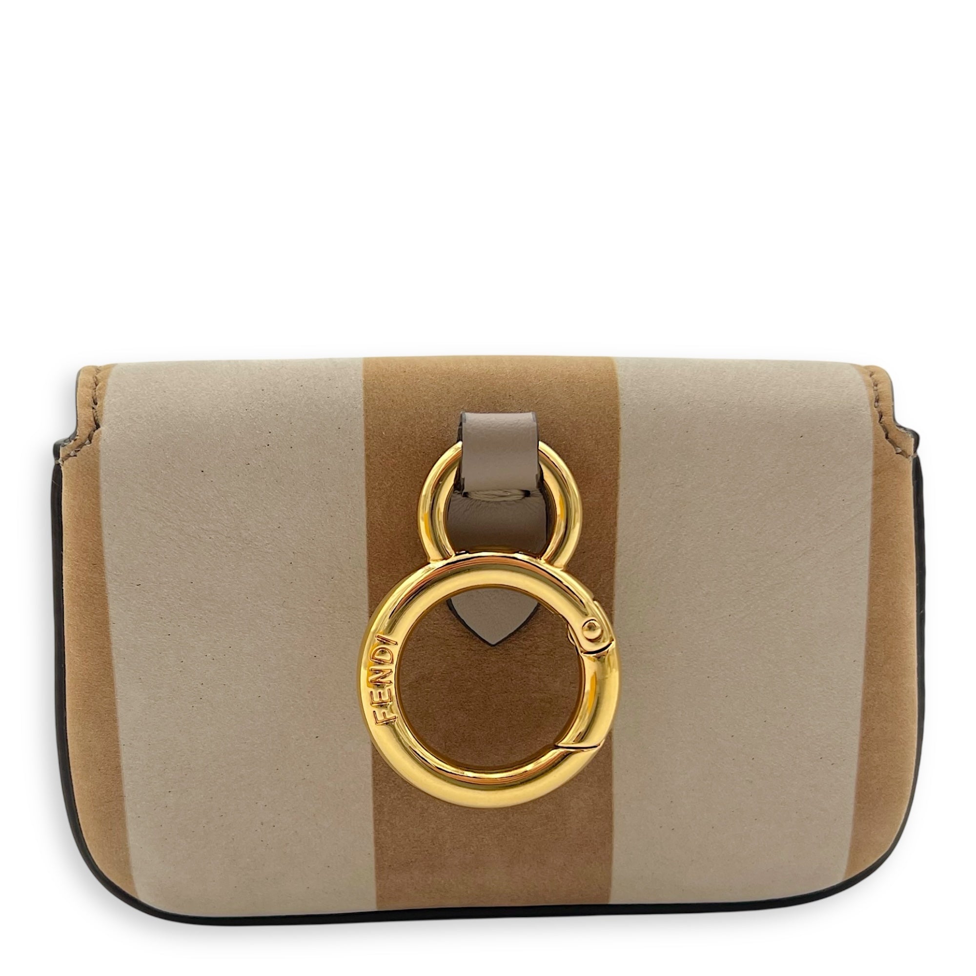 Baguette Nano Brown Crossbody Bag in Suede Leather, Gold hardware - Image 3
