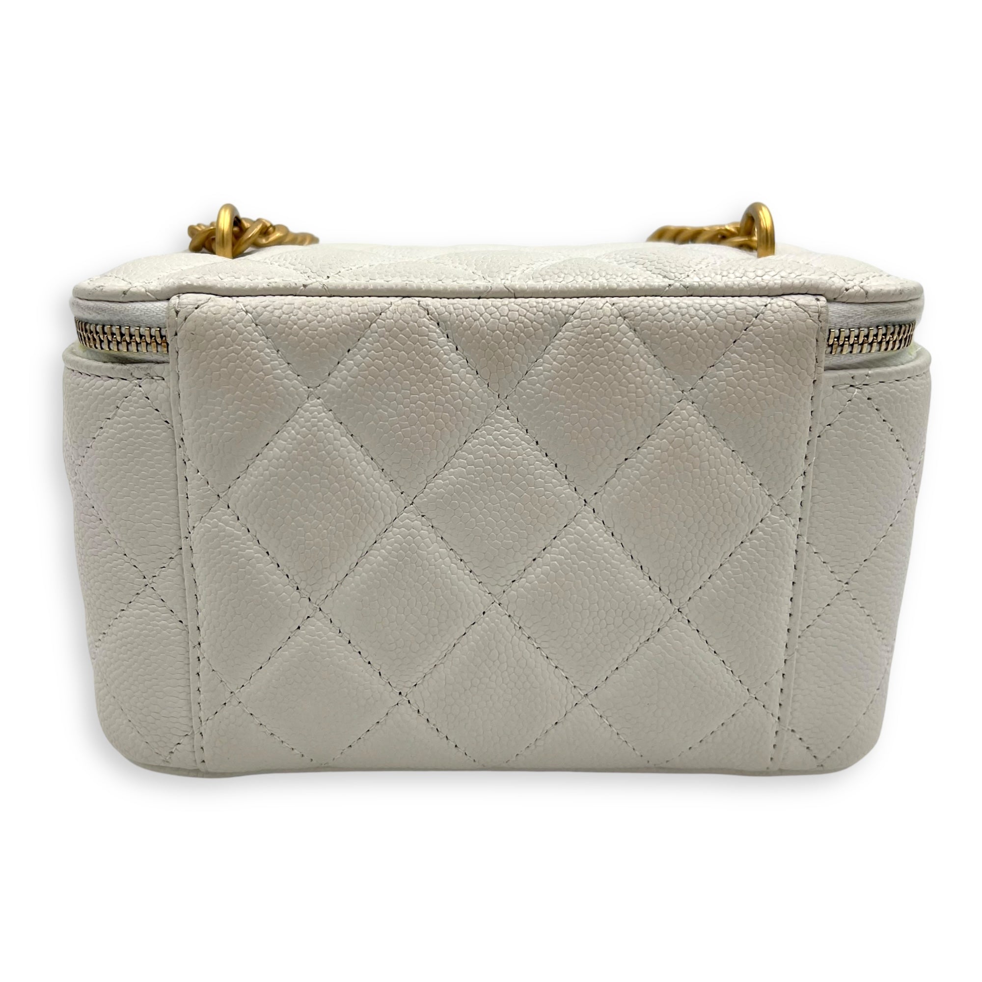 Pearl Crush White Vanity Bag in Caviar Leather, Gold hardware - Image 3