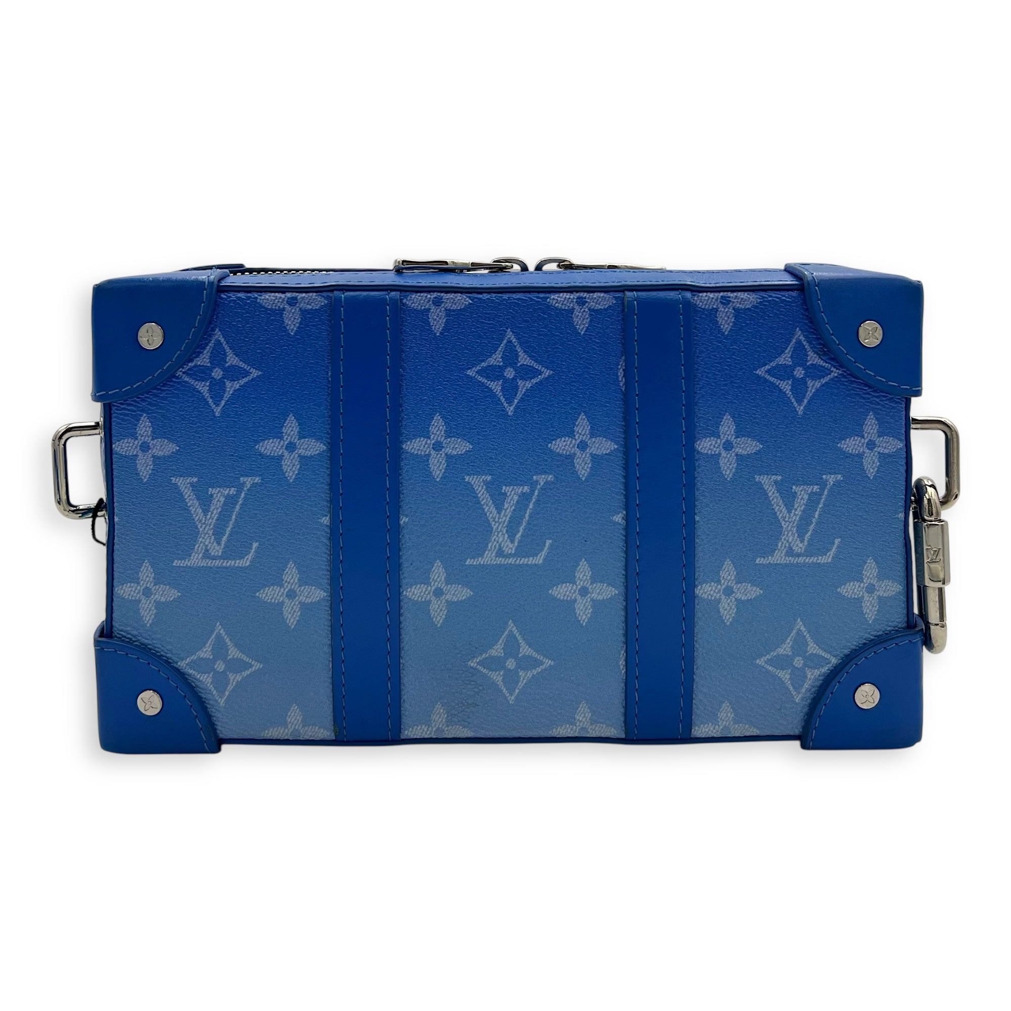 Clouds Soft Trunk Wallet Crossbody Bag Blue in Coated Canvas, Silver hardware - Image 3