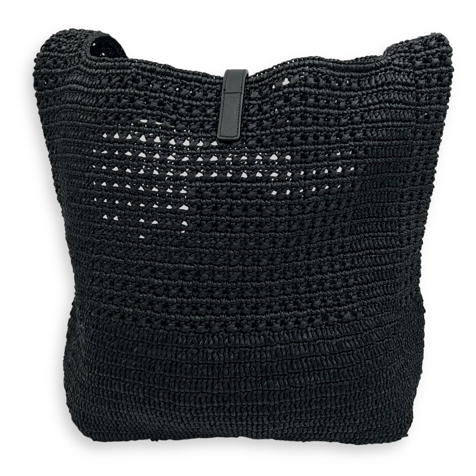 Le 5 A 7 Crossbody Bag Black in Raffia, Silver hardware - Image 3
