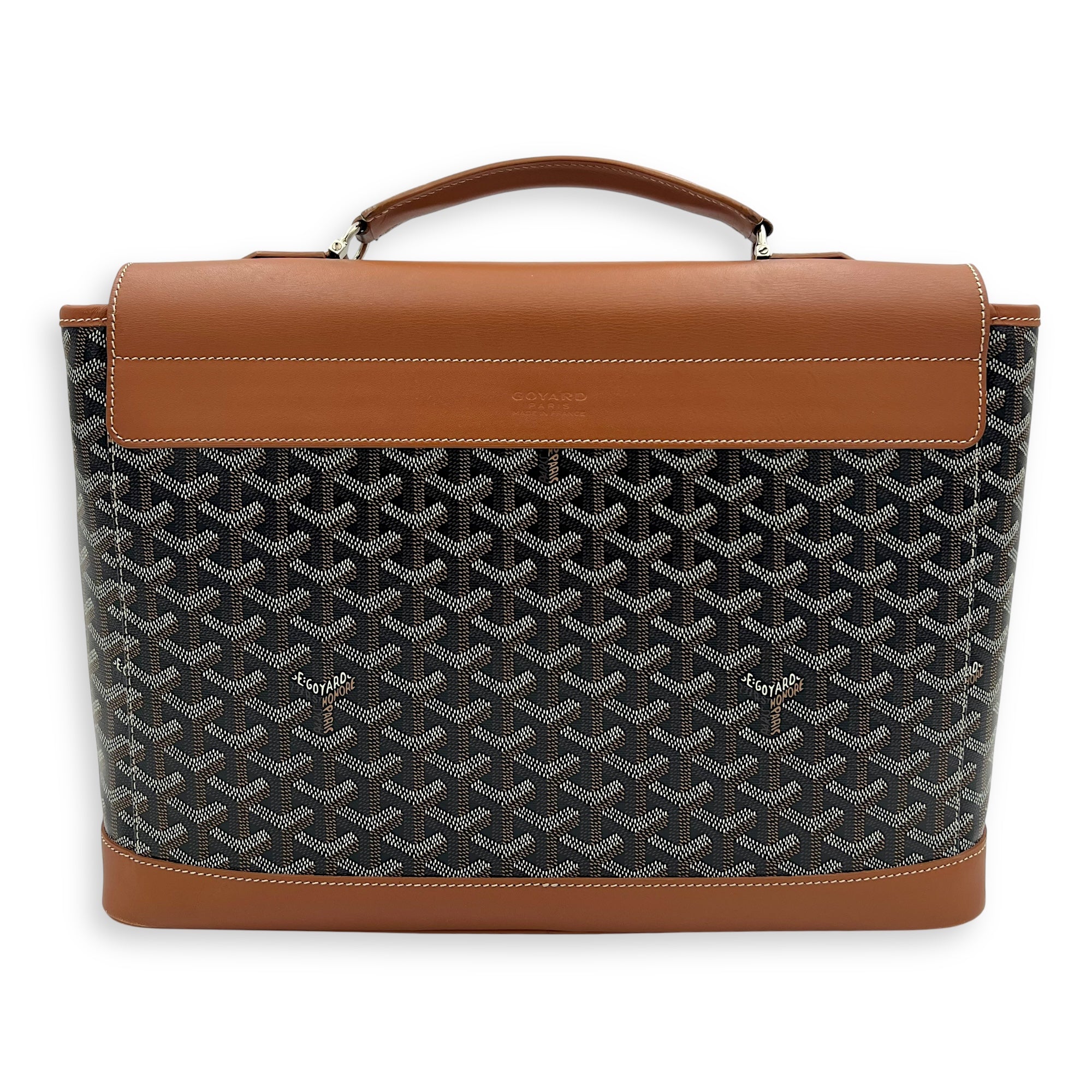 Citadine PM Brown Top Handle Bag in Coated Canvas, Silver hardware - Image 3