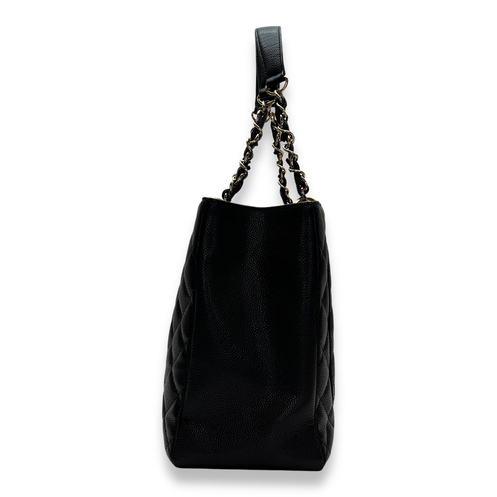 GST Black Shoulder Bag in Caviar Leather, Gold hardware - Image 4