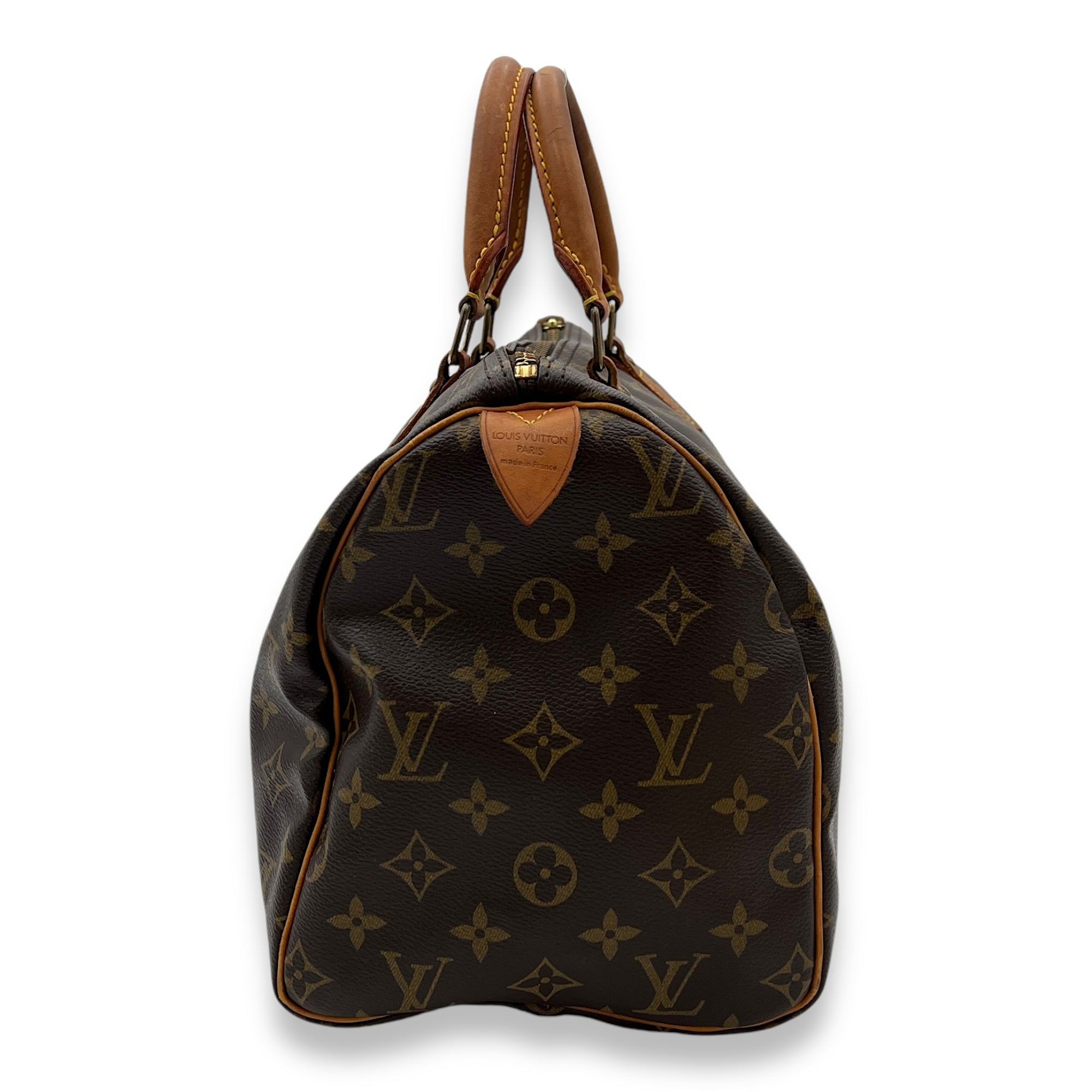 Speedy Top Handle Bag 30 Brown in Monogram Coated Canvas, Gold hardware - Image 4