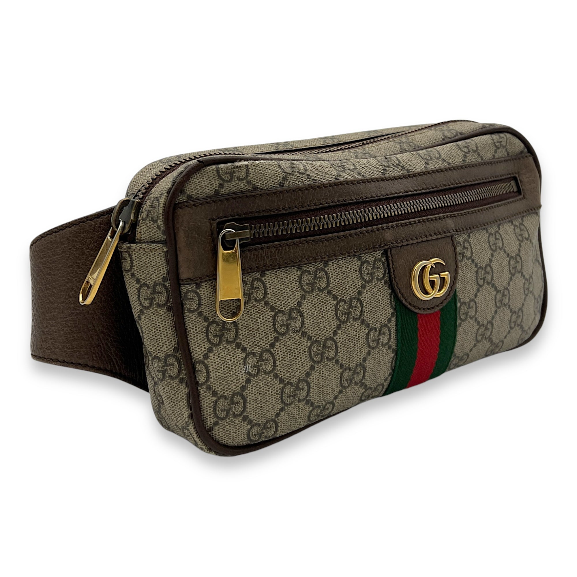 Ophidia Crossbody Bag Brown in Coated Canvas, Gold hardware - Image 4