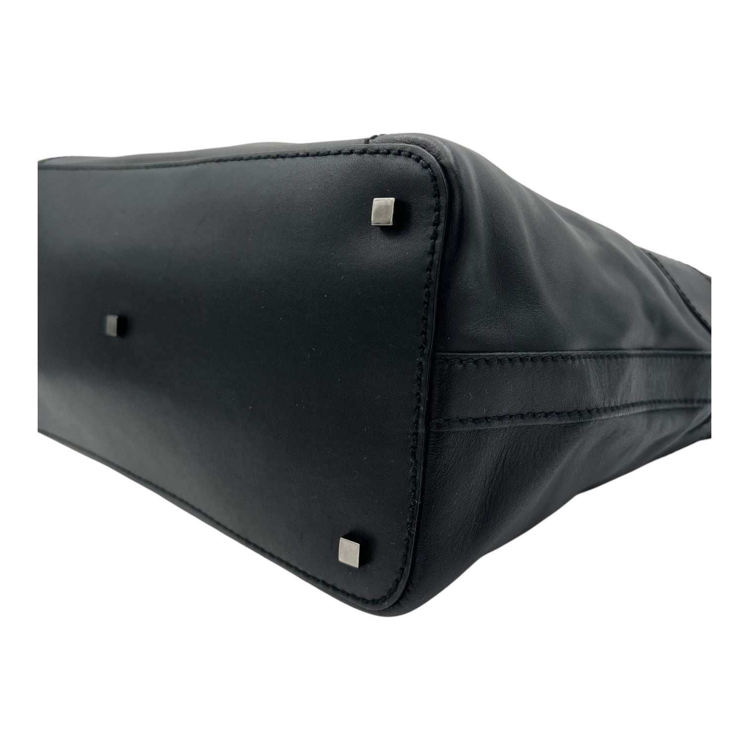 Hobo Black Top Handle Bag in Calfskin, Silver hardware - Image 11