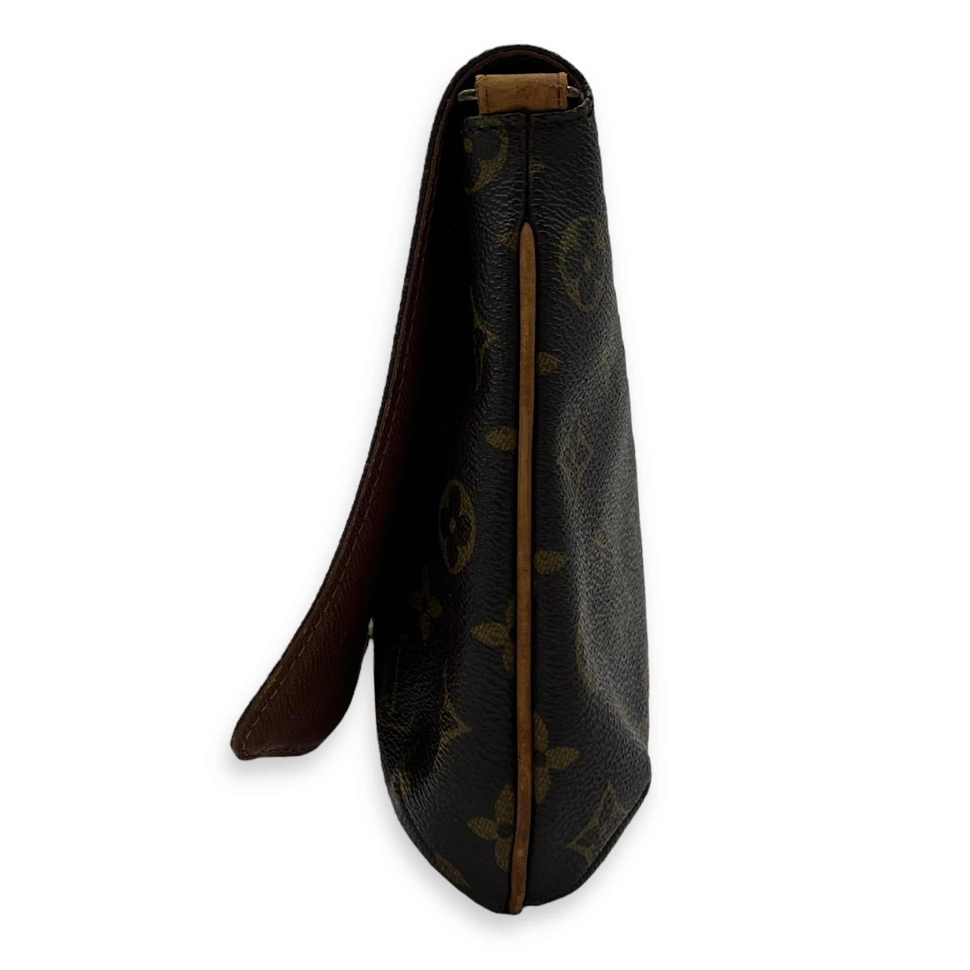 Musette Tango Brown Shoulder Bag in Coated Canvas, Gold hardware - Image 4