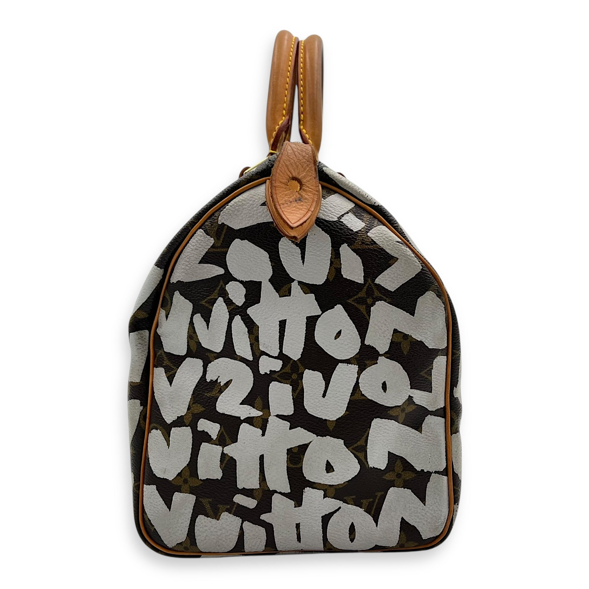 Speedy Sprouse Top Handle Bag 30 Brown in Monogram Coated Canvas, Gold hardware - Image 4