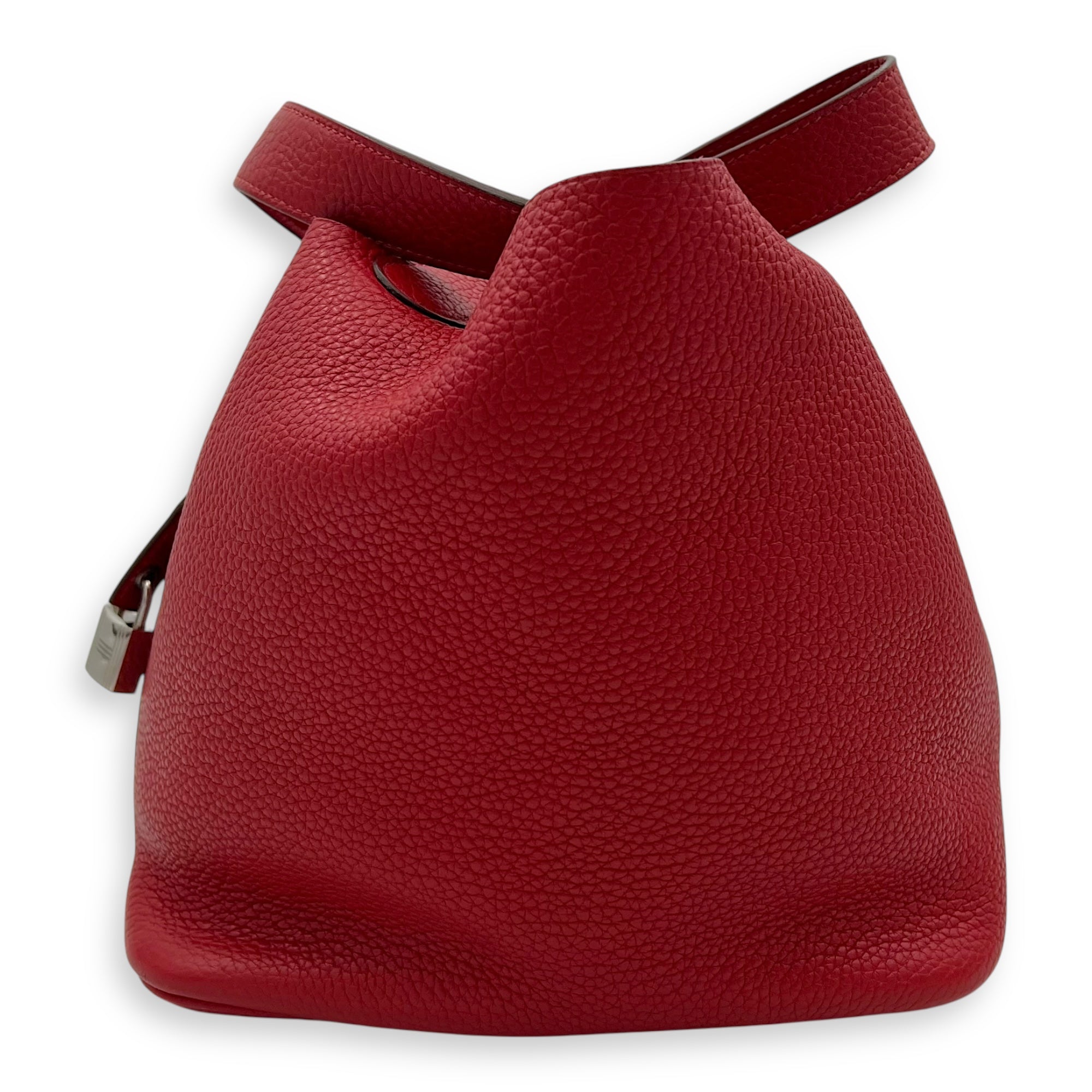 Picotin 26 Red Bucket Bag in Clemence, Palladium hardware - Image 4
