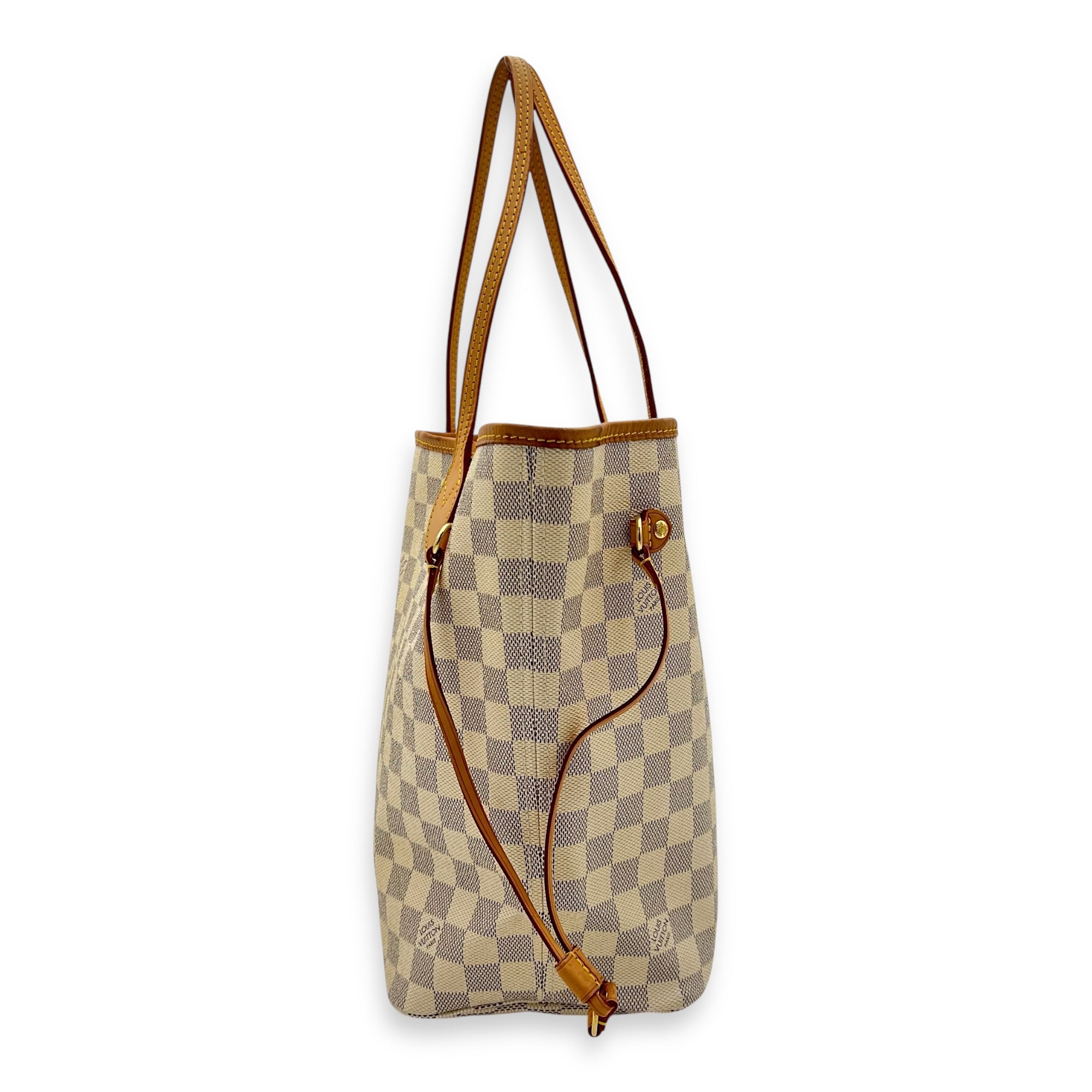 Neverfull Tote Bag White in Coated Canvas, Gold hardware - Image 4