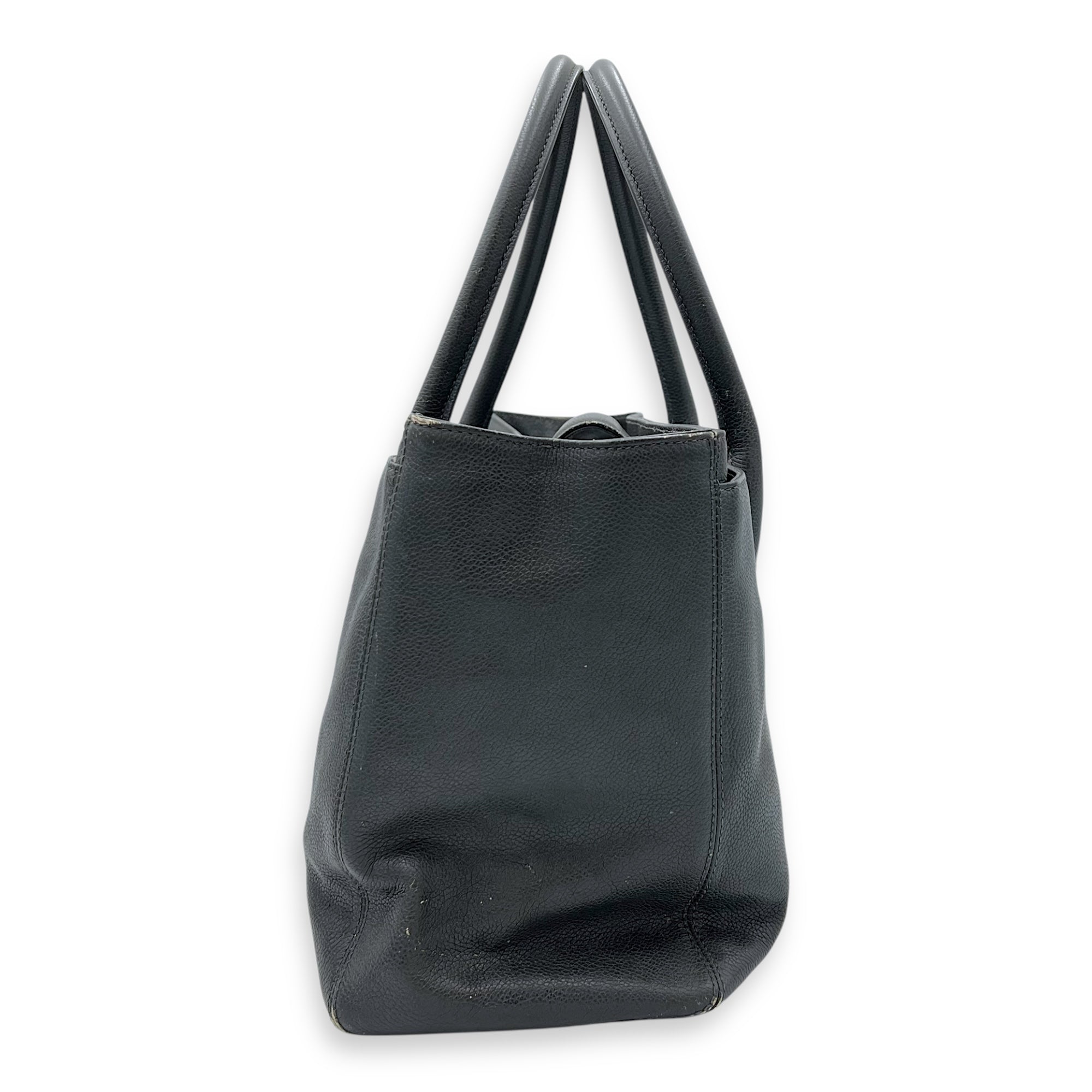 Executive Perf Top Handle Bag Grey in Calfskin, Silver hardware - Image 5