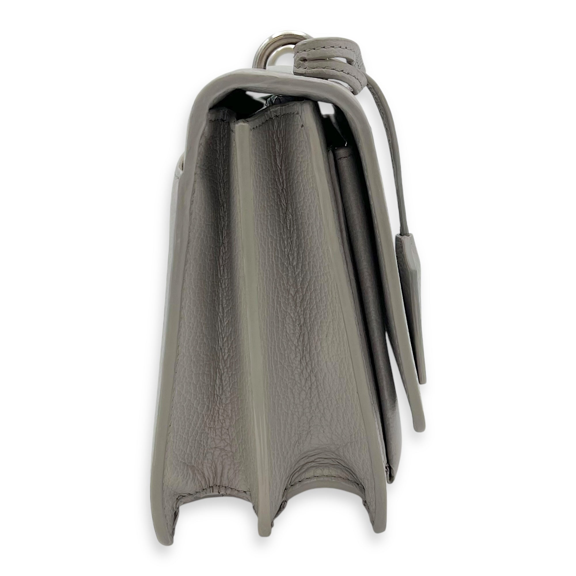 Sunset Medium Grey Shoulder Bag in Calfskin, Silver hardware - Image 5
