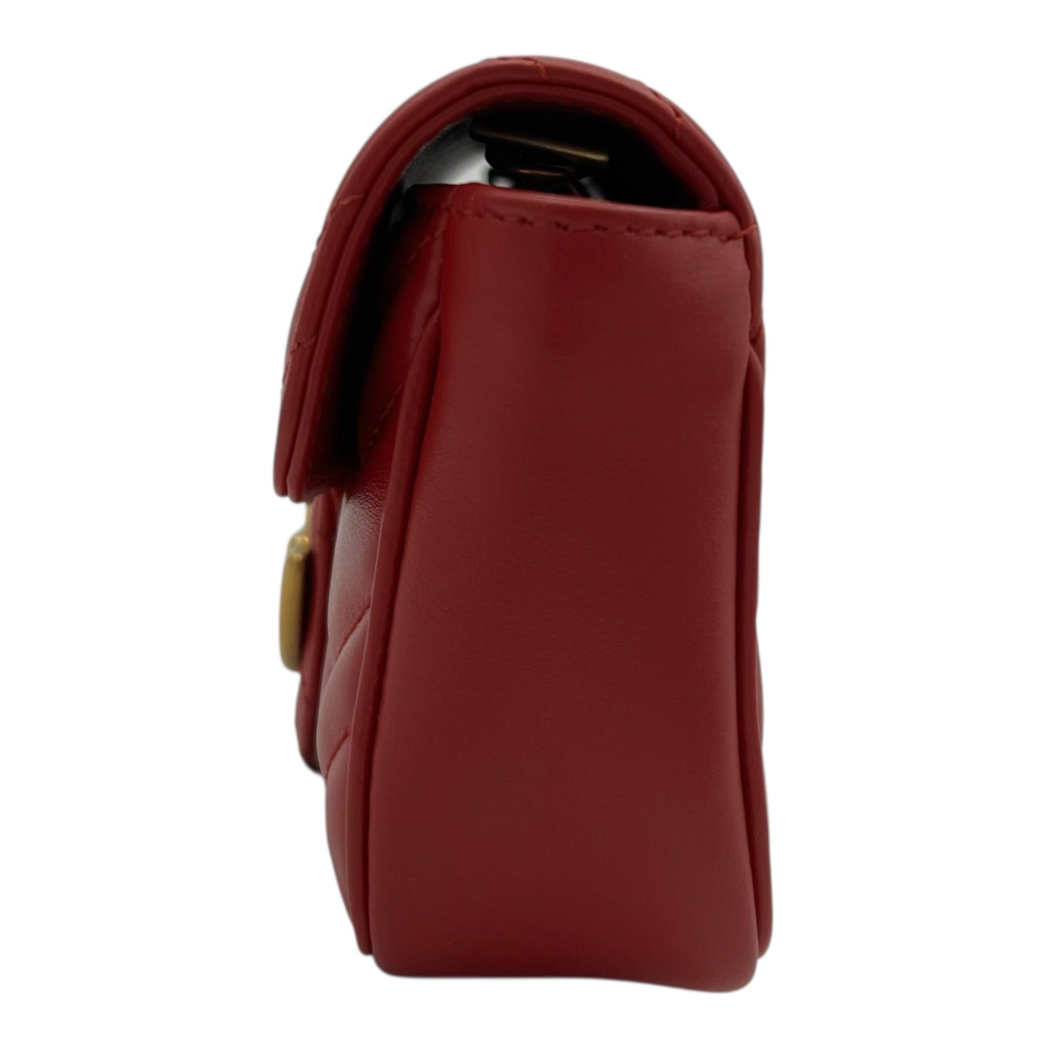 GG Marmont Crossbody Bag Super Mini Red in Calfskin, Gold hardware - Image 5
