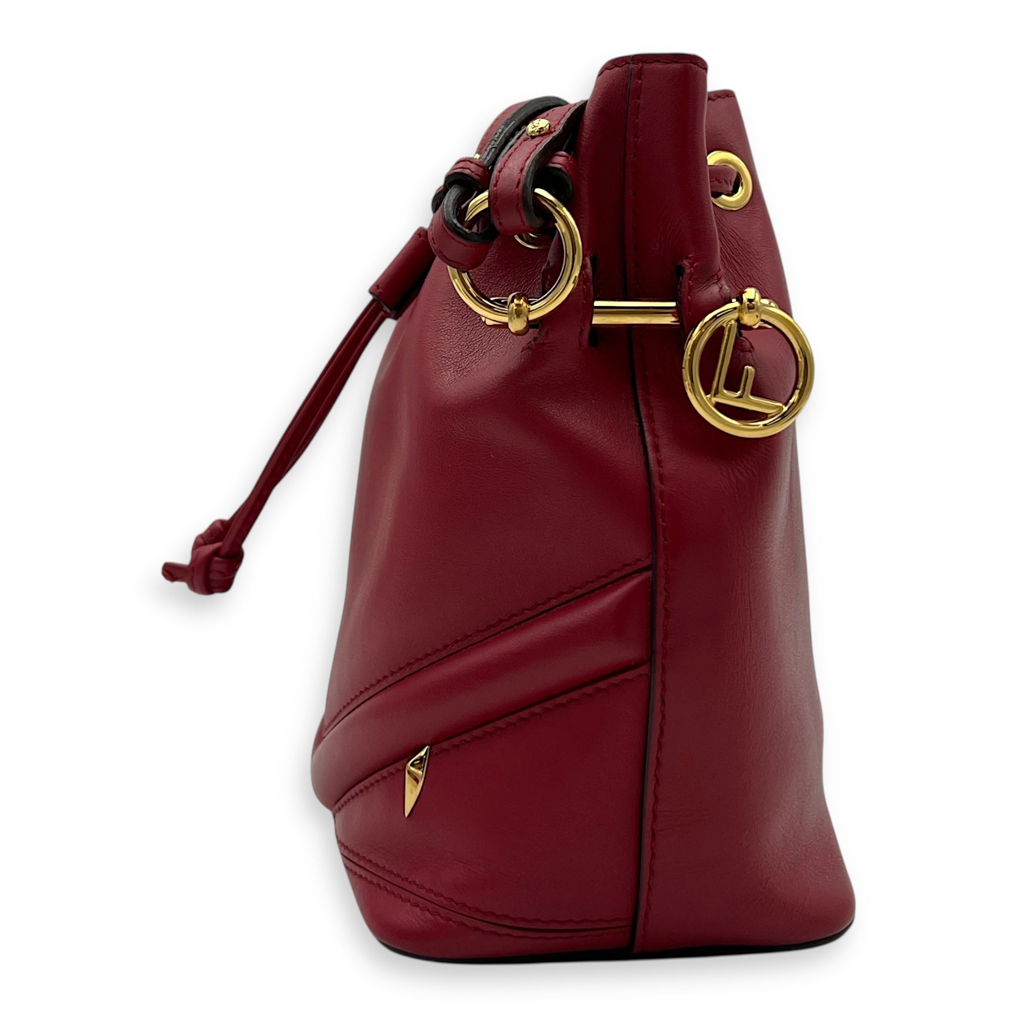 Mon Tresor Bucket Bag Red in Calfskin, Gold hardware - Image 5
