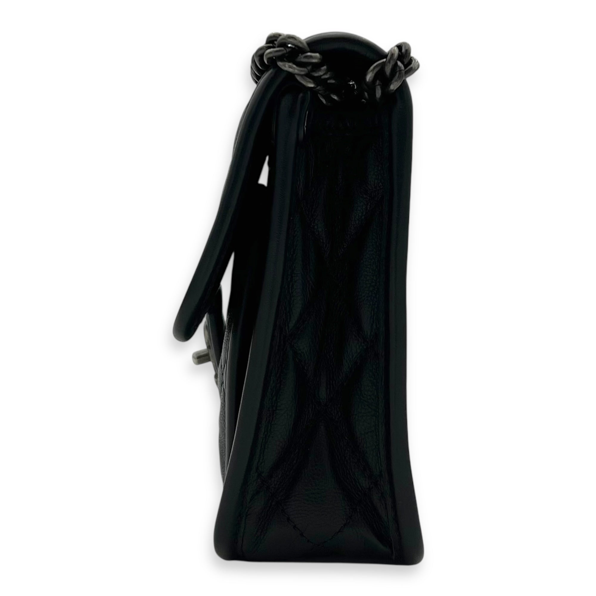 French Riviera Black Shoulder Bag in Calfskin, Gunmetal hardware - Image 5