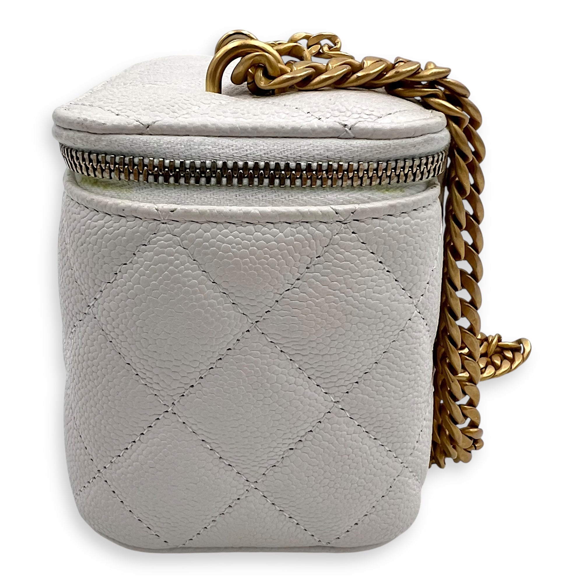 Pearl Crush White Vanity Bag in Caviar Leather, Gold hardware - Image 7