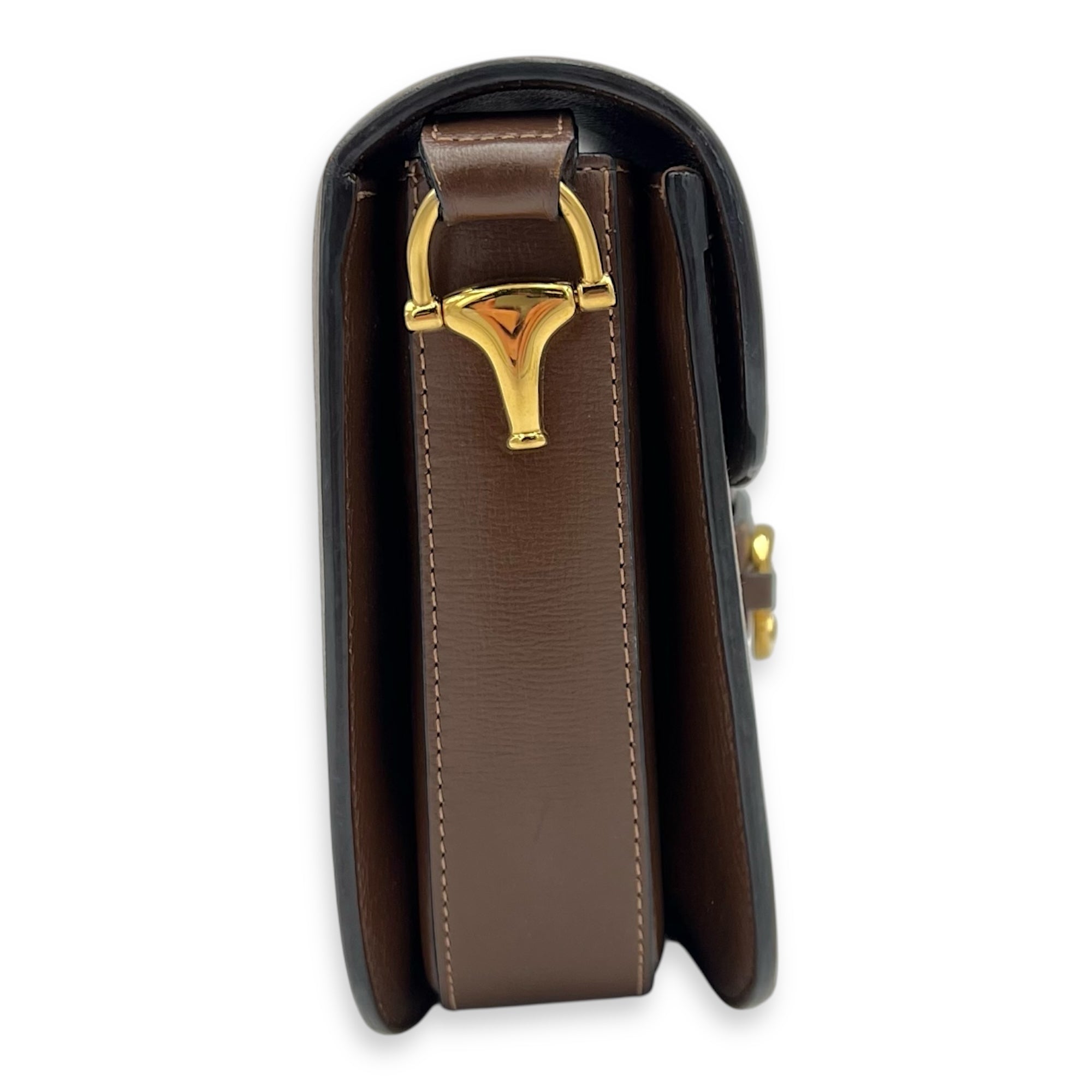 Horsebit 1955 Crossbody Bag Brown in Coated Canvas, Gold hardware - Image 4