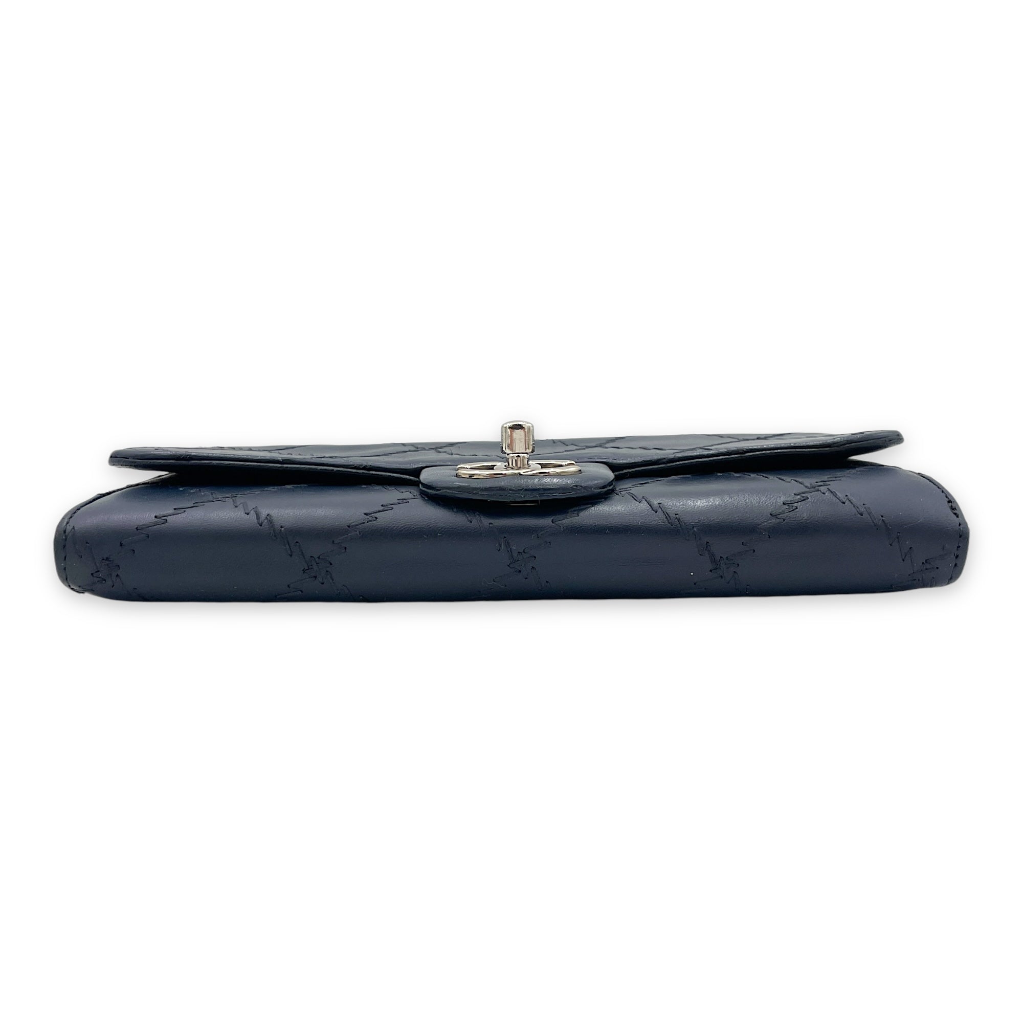 Ultimate Stitch Blue Wallet On Chain in Lambskin, Silver hardware - Image 6