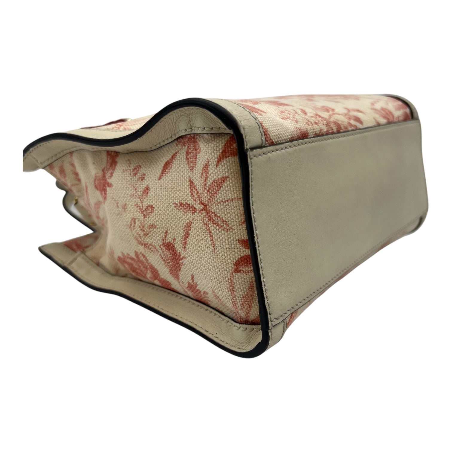 Ribbon Herbarium Top Handle Bag White in Canvas, Gold hardware - Image 11
