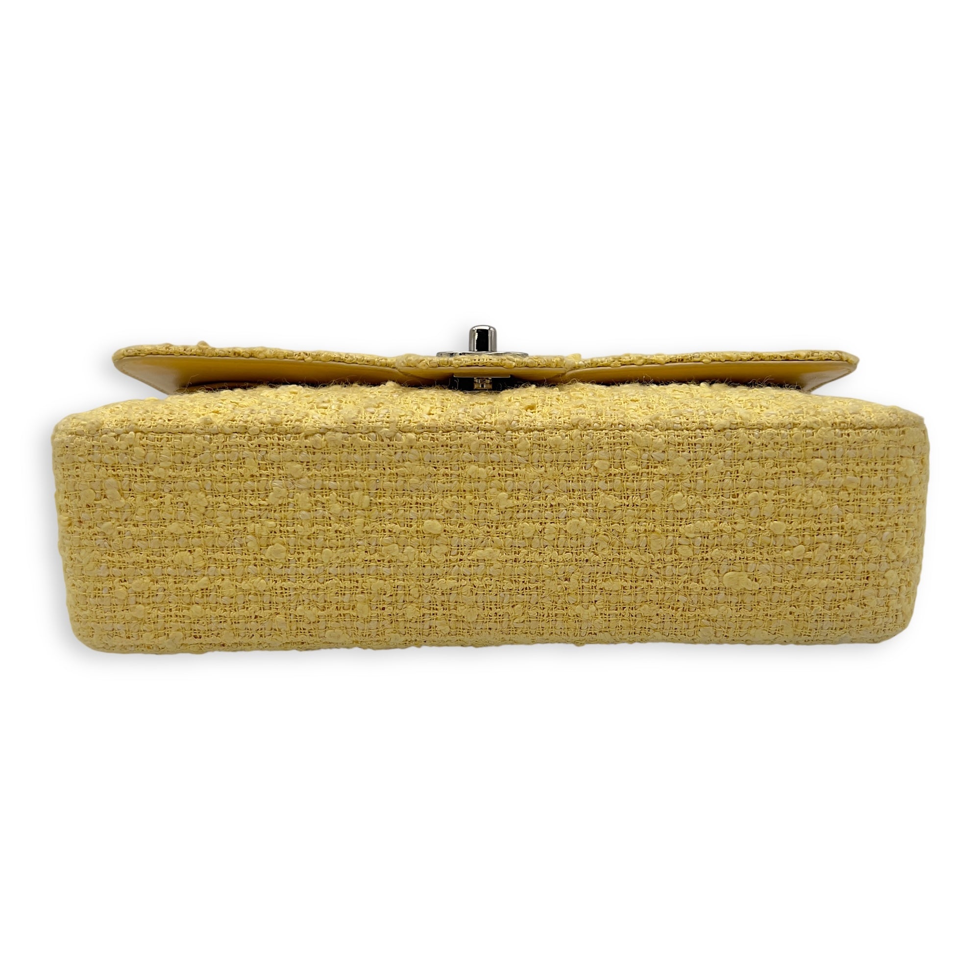Classic Shoulder Bag Yellow in Tweed, Silver hardware - Image 5