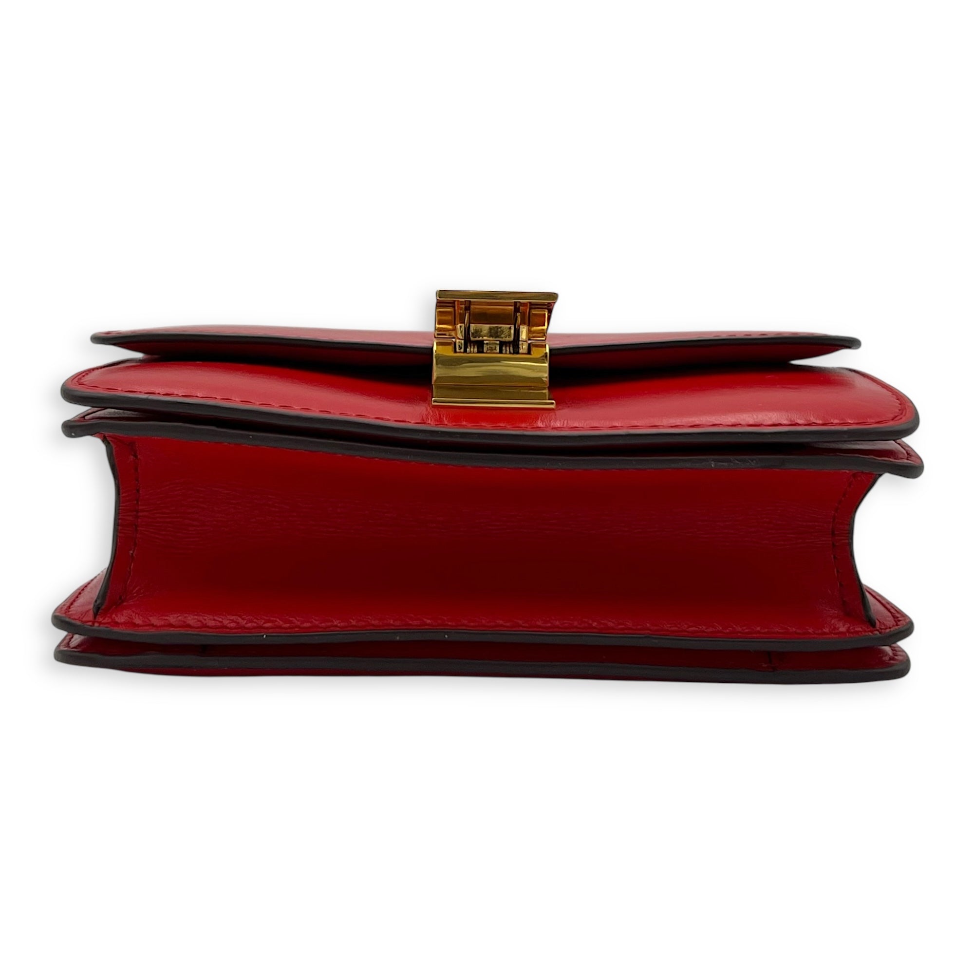 Box Small Red Crossbody Bag in Calfskin, Gold hardware - Image 6