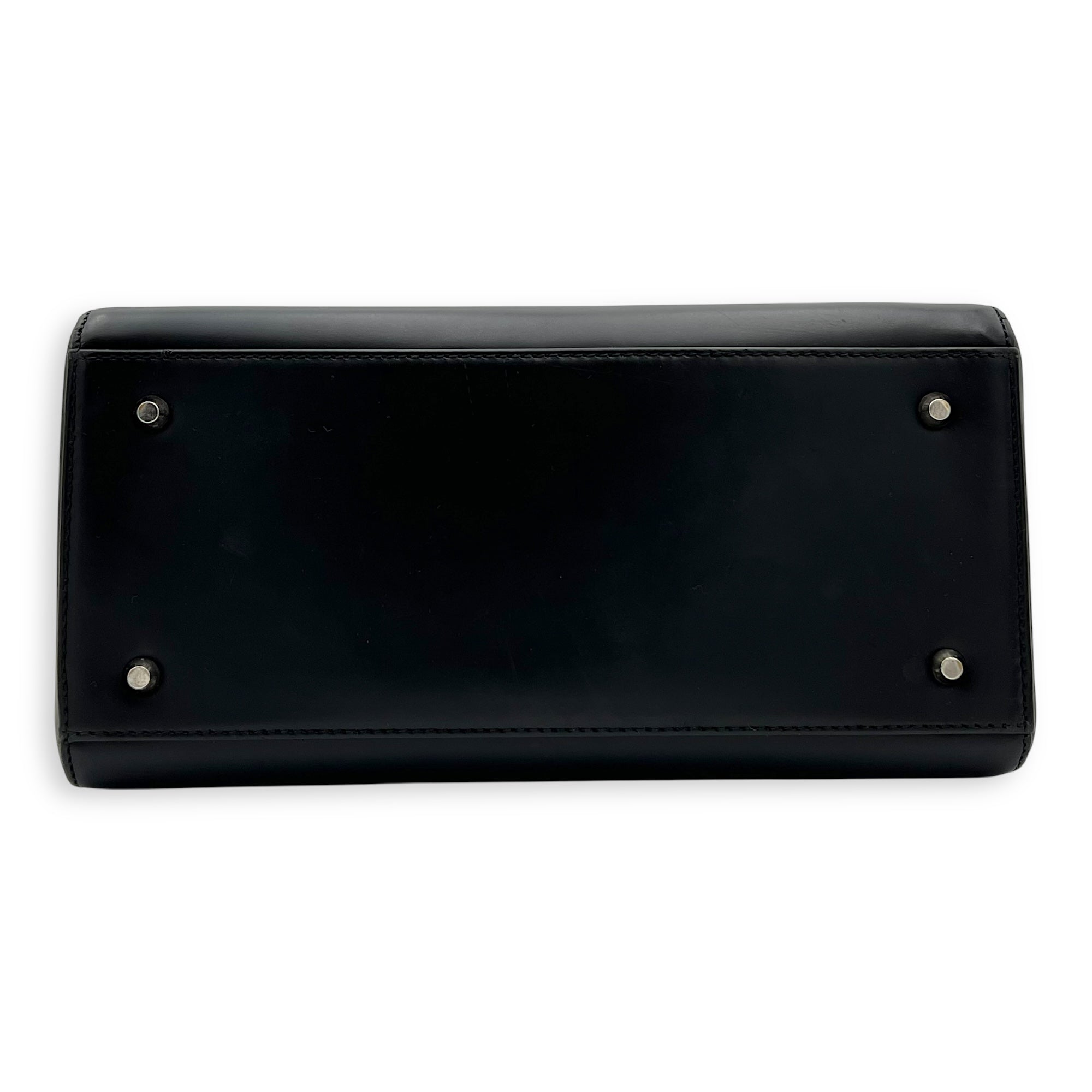 Lady Dior Medium Black Top Handle Bag in Calfskin, Silver hardware - Image 6