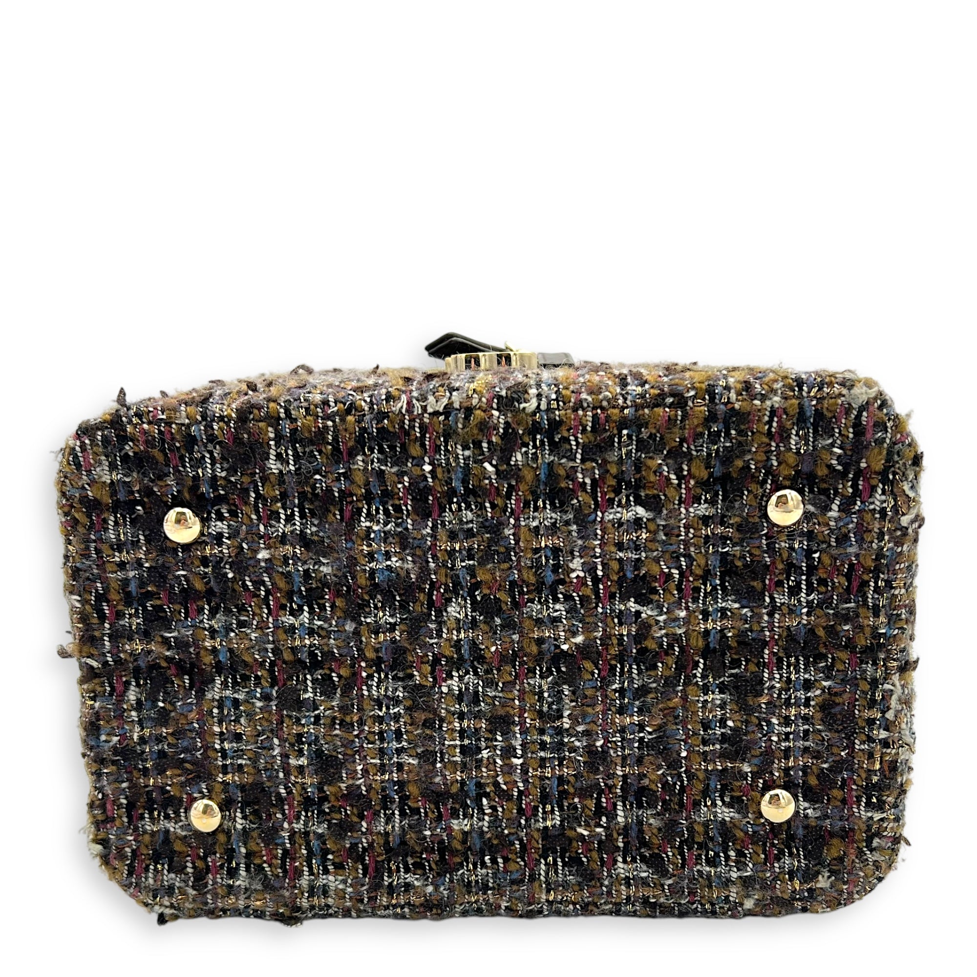 Vanity Case Wood Multi-colour Top Handle Bag in Tweed, Gold hardware - Image 6
