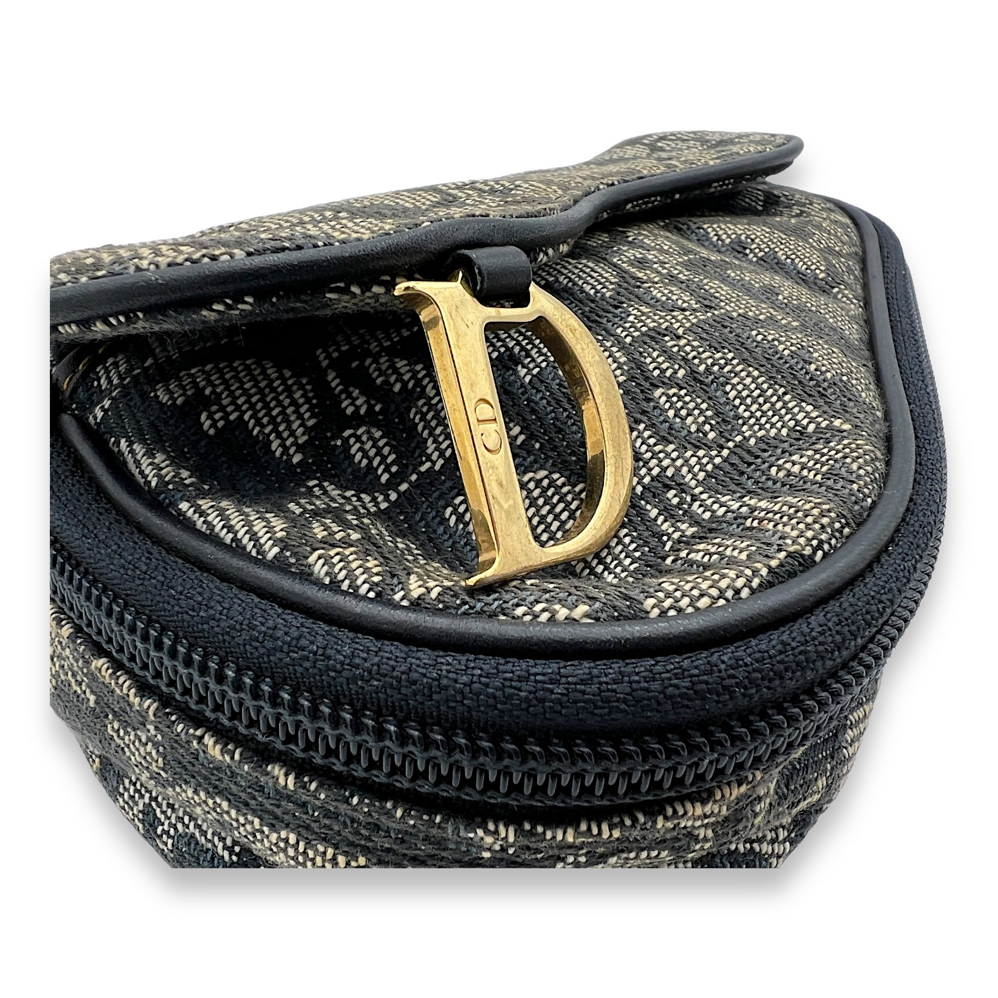 Saddle Pouch Blue in Jacquard, Gold hardware - Image 7