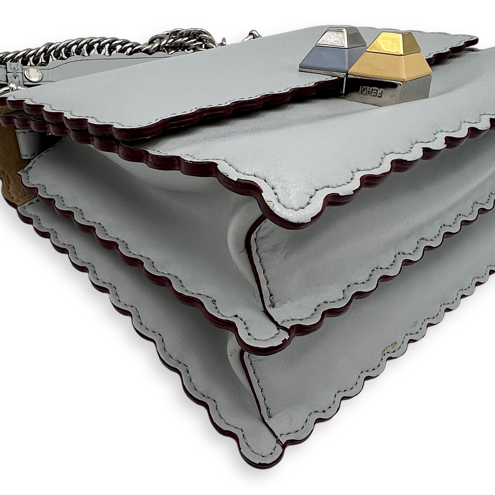 Kan I Small Crossbody bag in Calfskin, Silver Hardware - Image 11