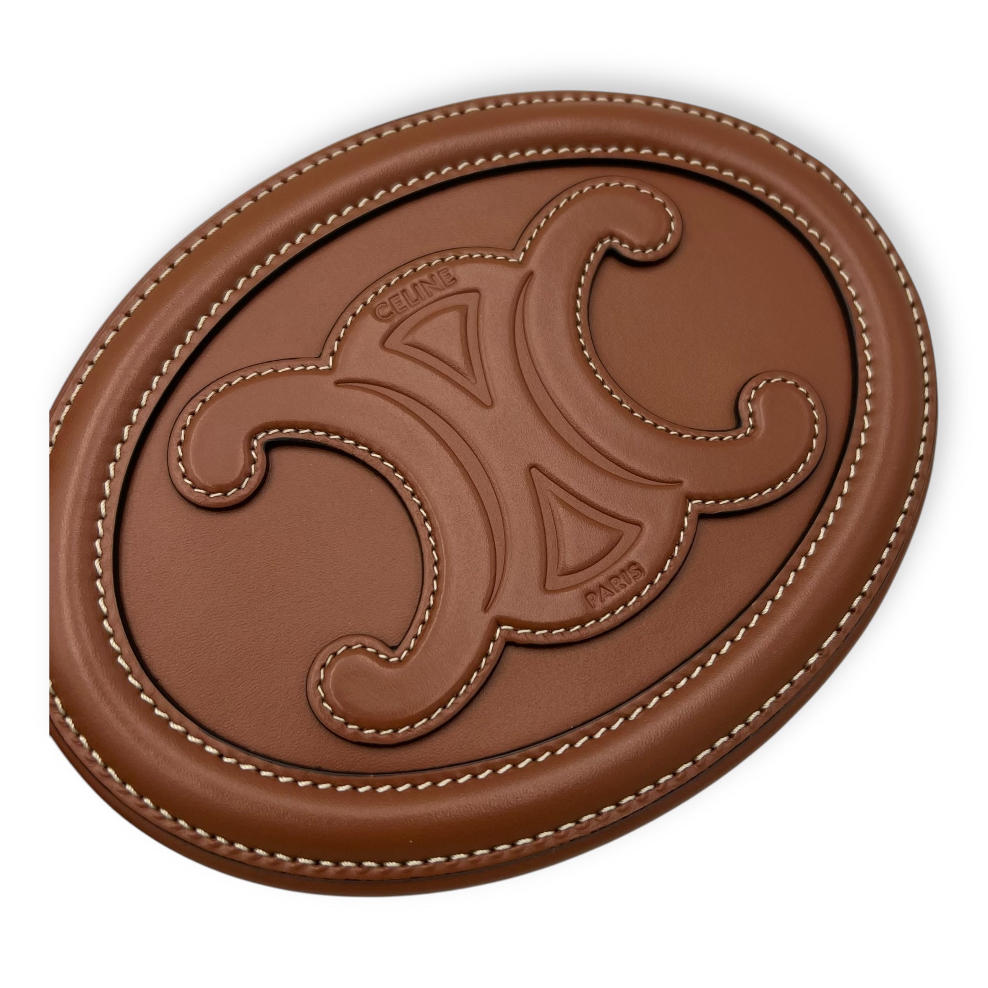 Triomphe Crossbody Bag Brown in Calfskin, Gold hardware - Image 8