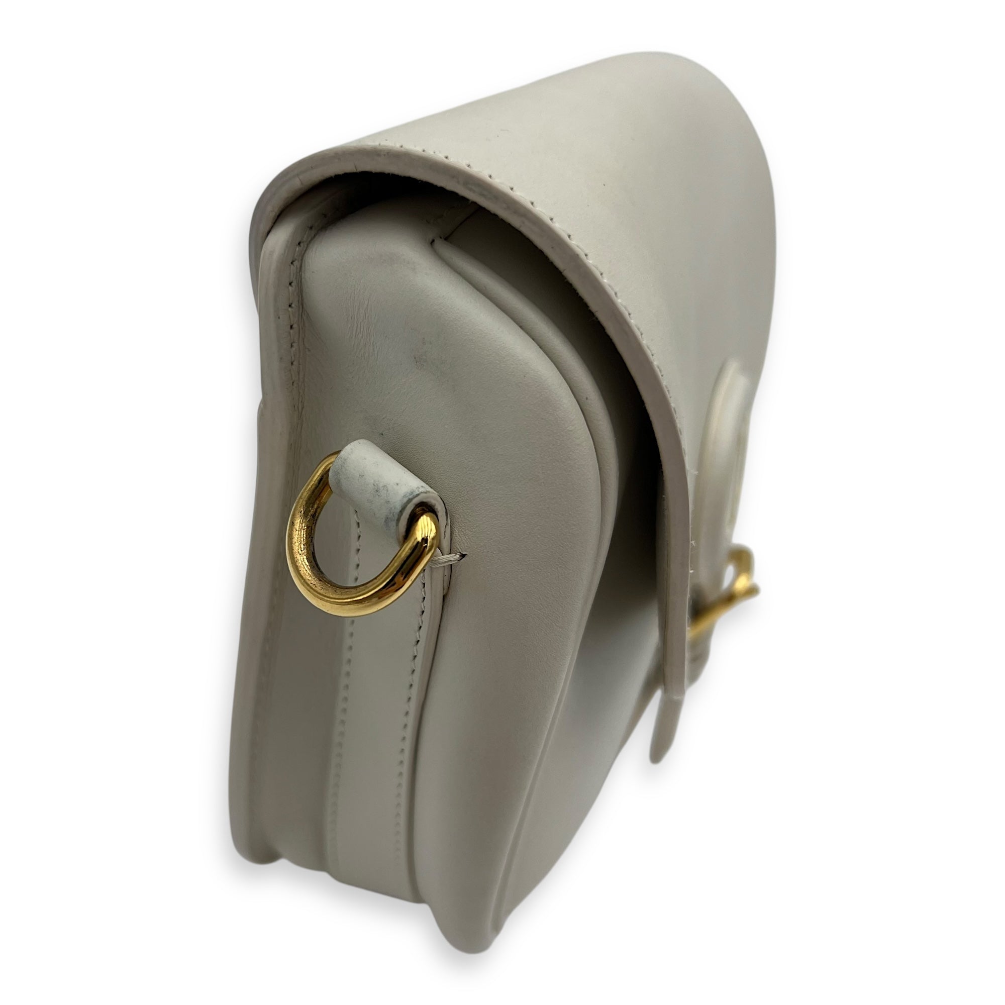 Bobby Medium White Crossbody Bag in Calfskin, Gold hardware - Image 9