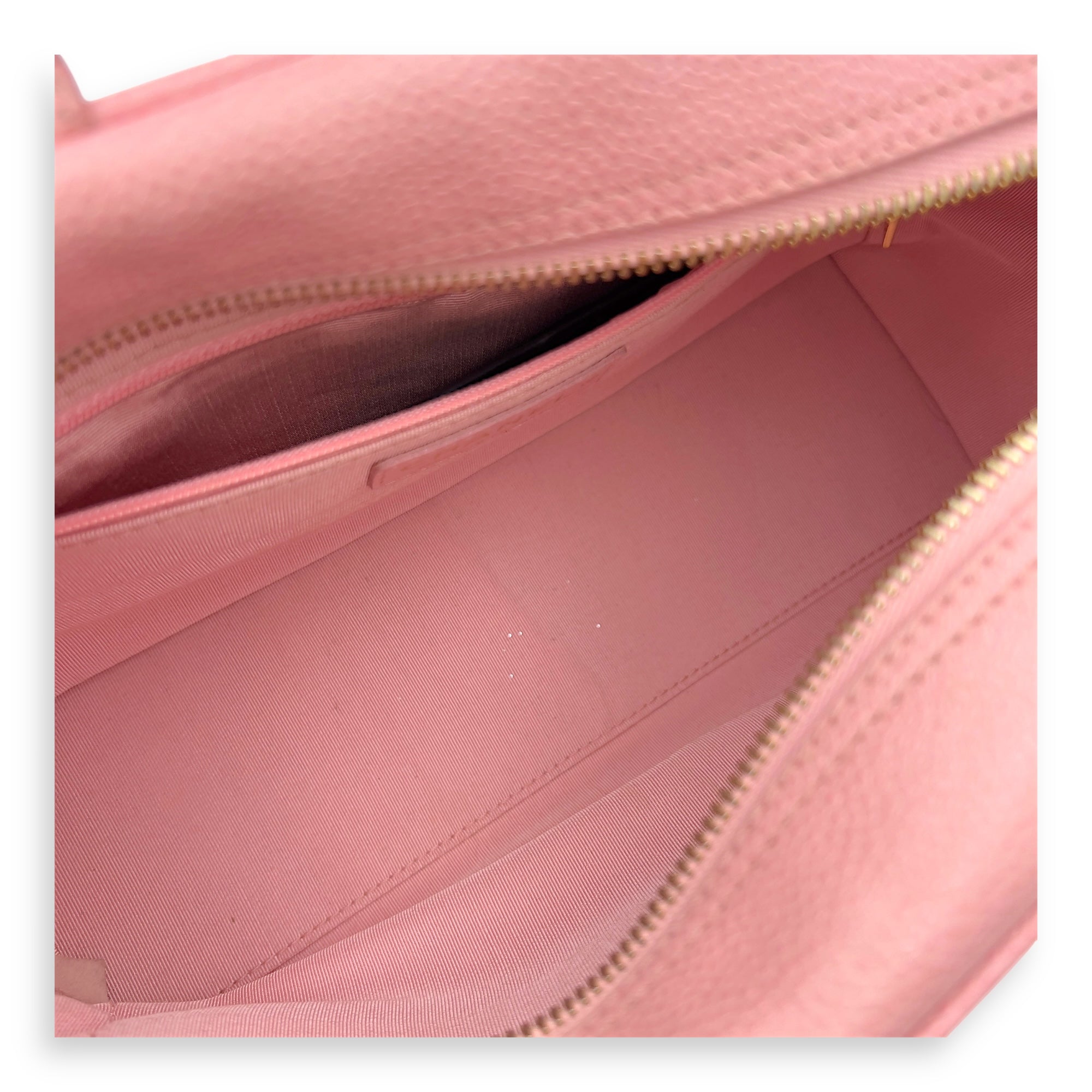 Bowling Pink Top Handle Bag in Caviar Leather, Gold hardware - Image 7