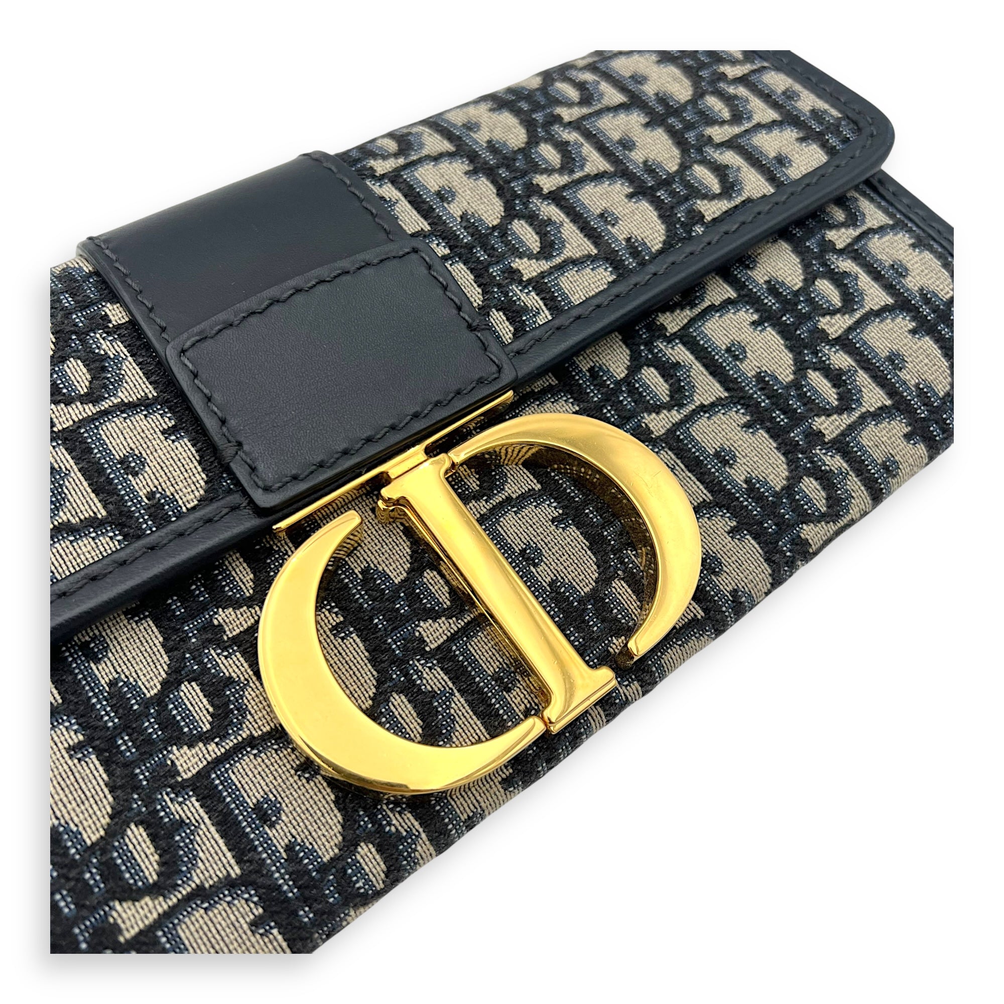 Montaigne Crossbody Bag Medium Blue in Canvas, Gold hardware - Image 7