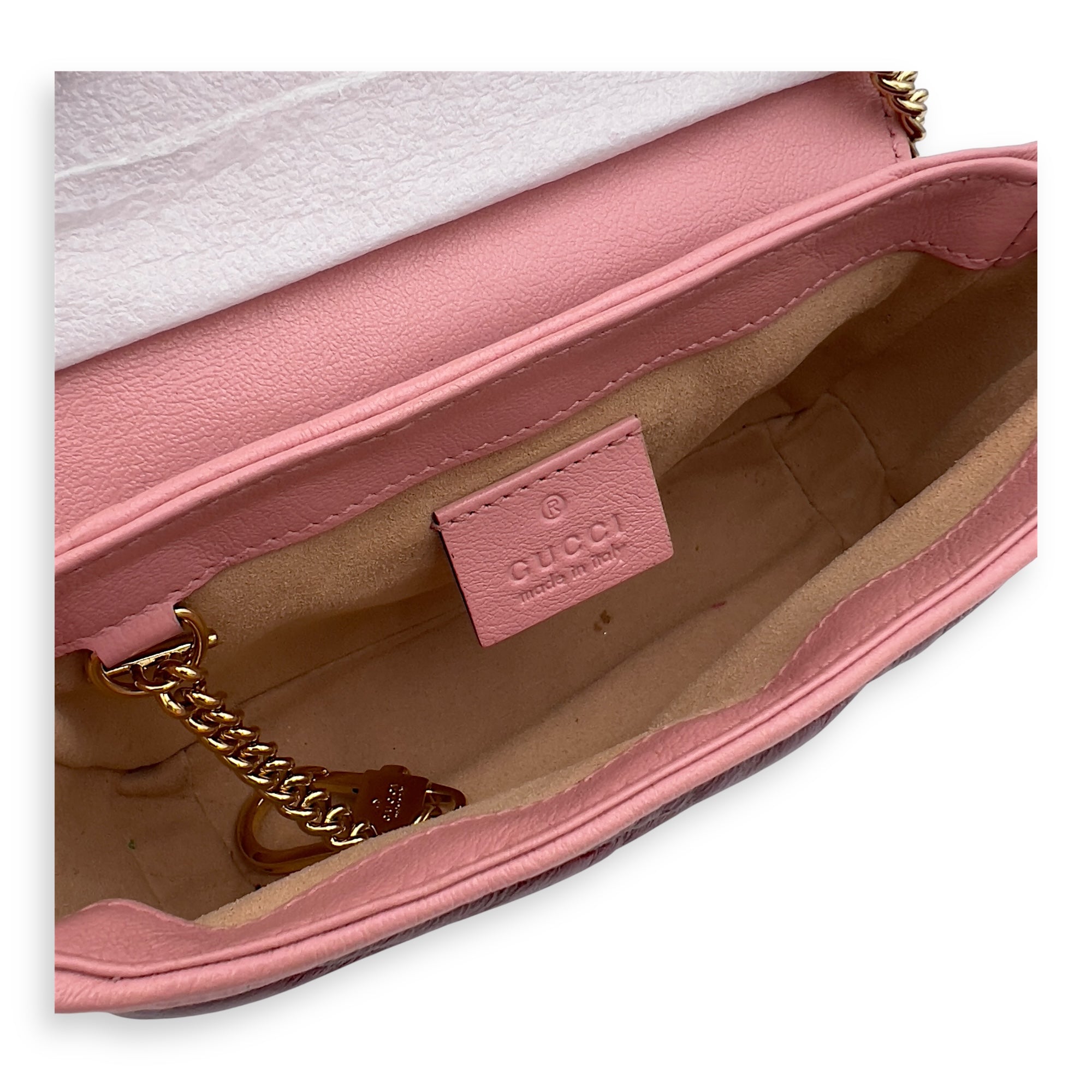 GG Marmont Crossbody Bag Super Mini Red in Calfskin, Gold hardware - Image 9