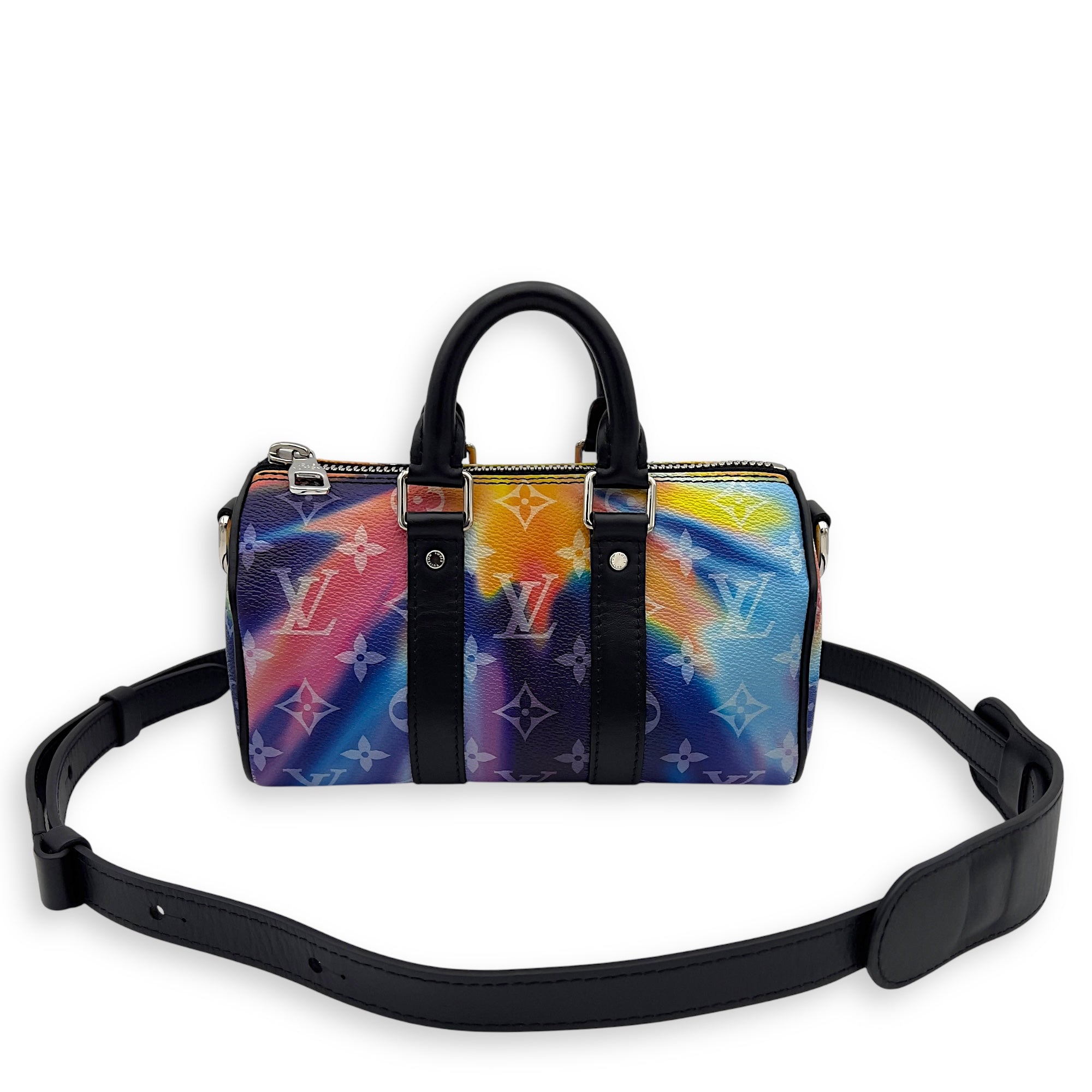 Keepall Crossbody Bag Black in Coated Canvas , Silver Hardware - Image 4