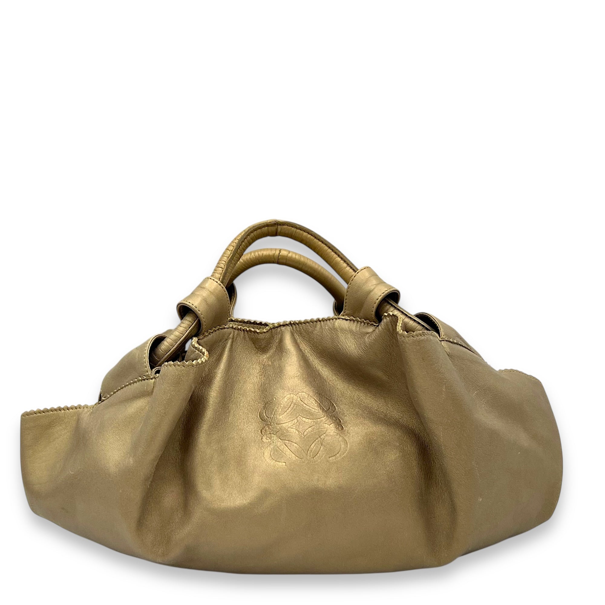 Aire Beige Top Handle Bag in Nappa Leather, Gold hardware