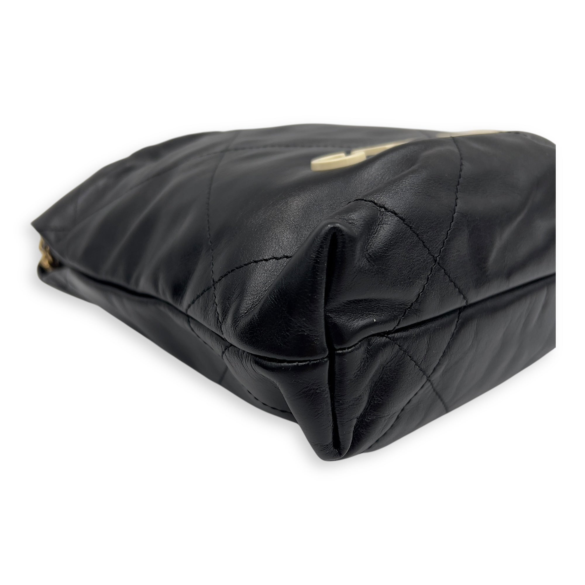 22 Tote Shoulder Bag Mini Black in Lambskin, Gold hardware - Image 19