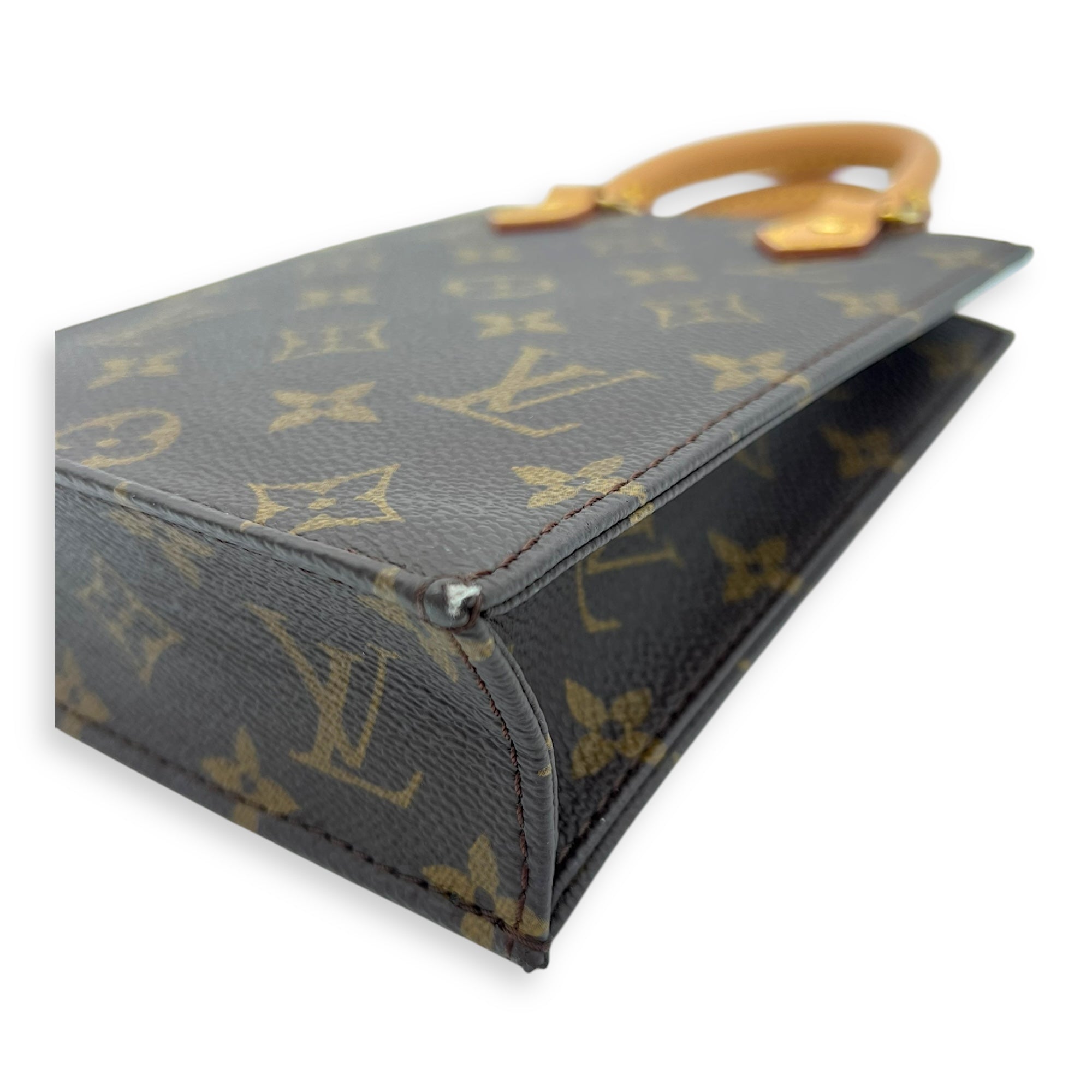 Sac Plat Top Handle Bag Petite Brown in Monogram Coated Canvas, Gold hardware - Image 8