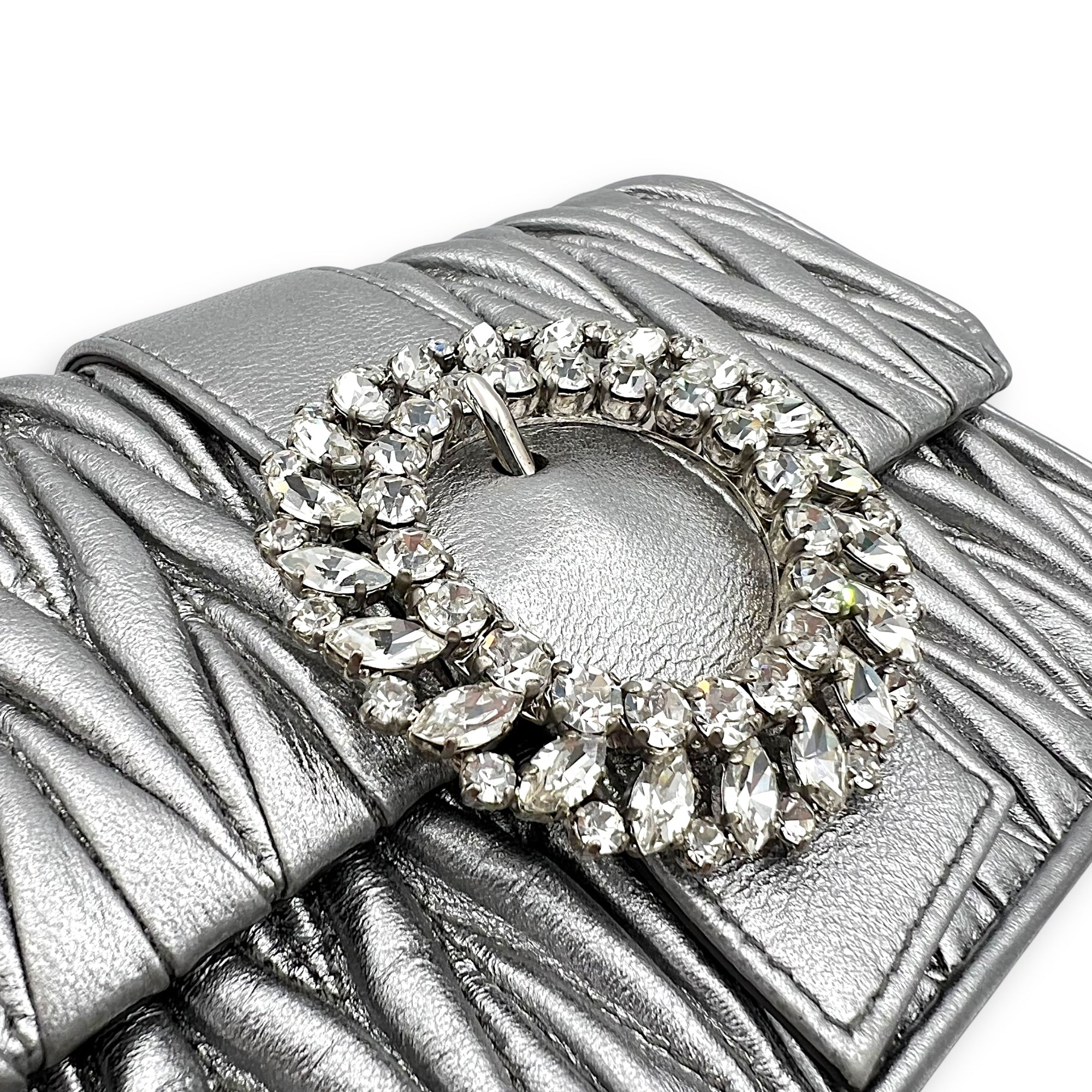 Matelassé Crossbody Bag Silver in Lambskin, Silver hardware - Image 8