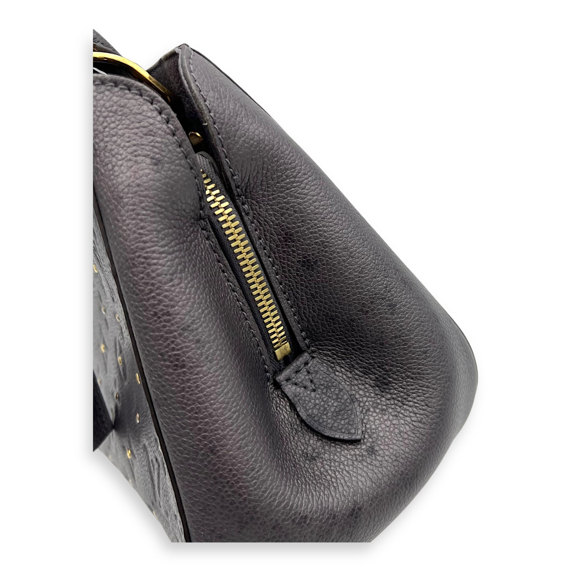 Montaigne Top Handle Bag BB Grey in Empreinte Leather, Gold hardware - Image 9