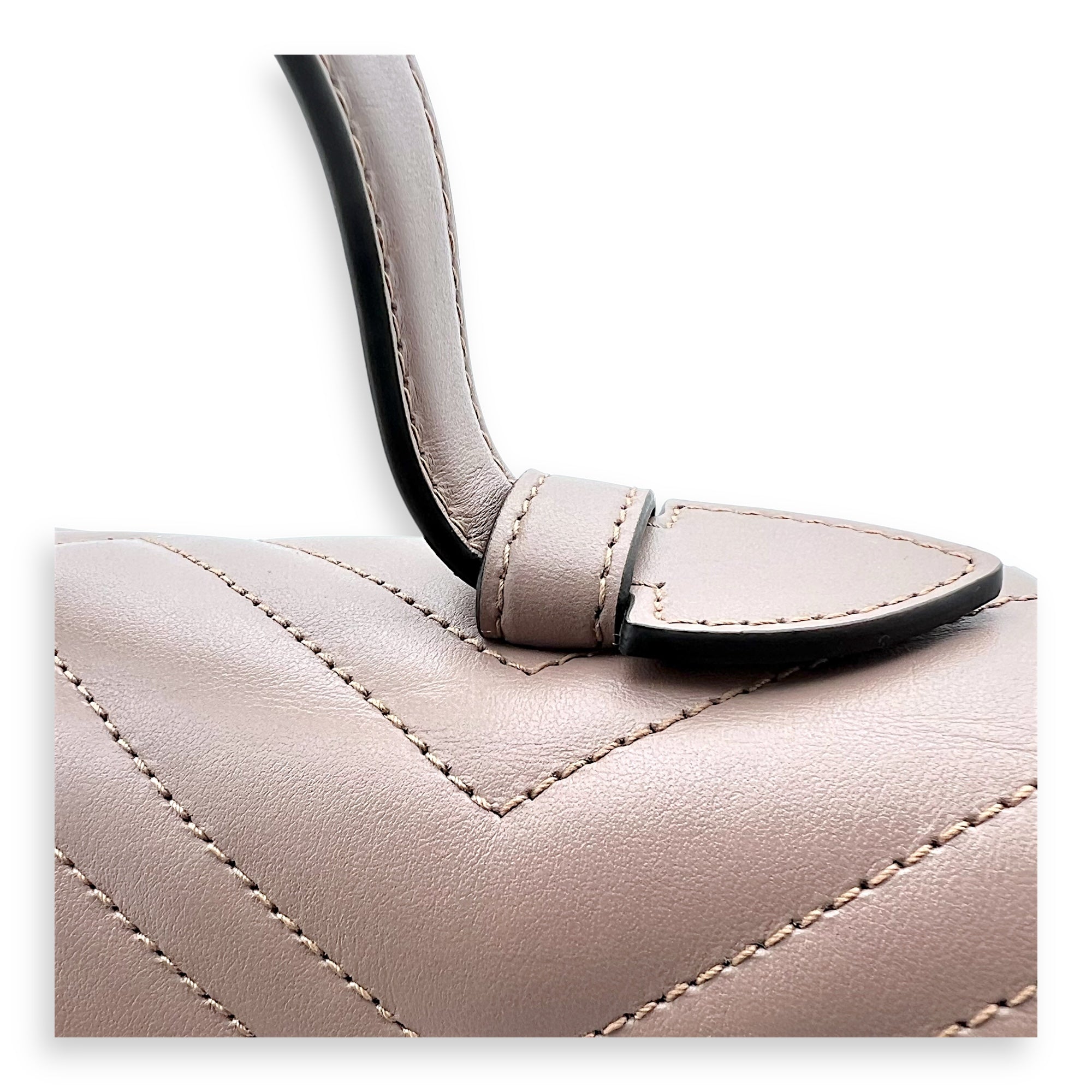 GG Marmont Top Handle Bag Beige in Calfskin, Gold hardware - Image 9