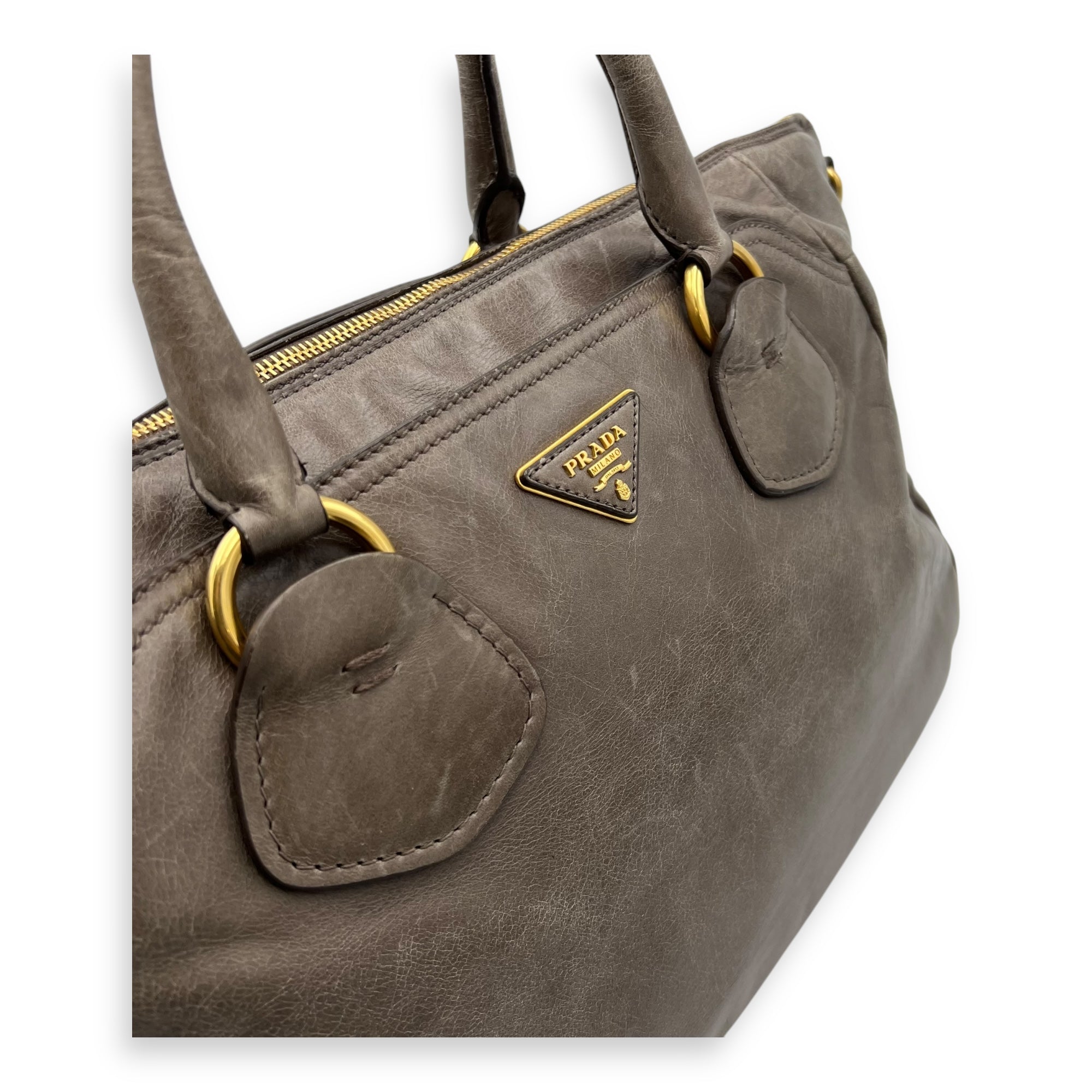2 way bag Top Handle Bag Brown in Calfskin, Gold hardware - Image 9