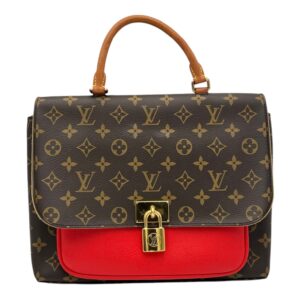 Marignan Top Handle Bag Brown in Monogram Coated Canvas, Gold hardware